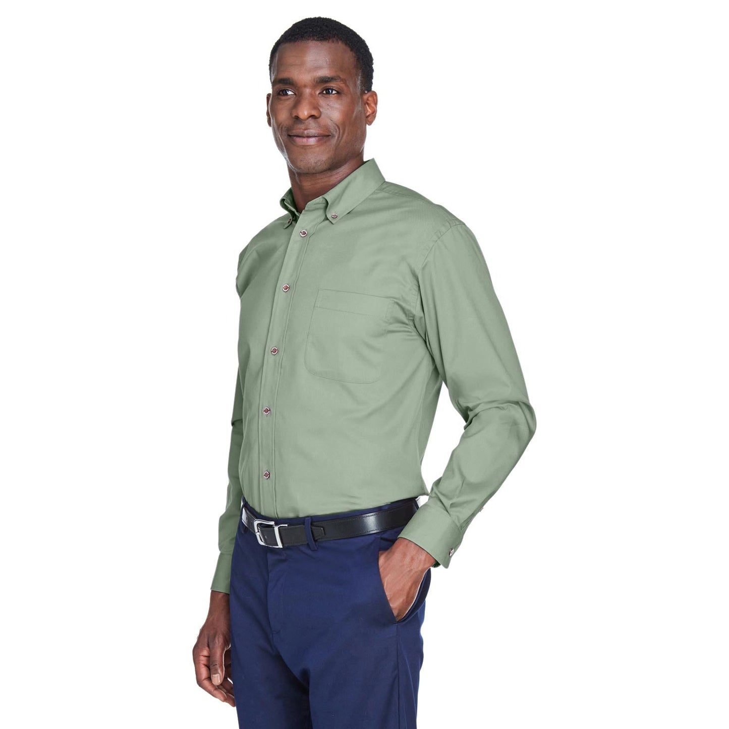 Black Button Up Shirts - Harriton - Easy Blend Twill