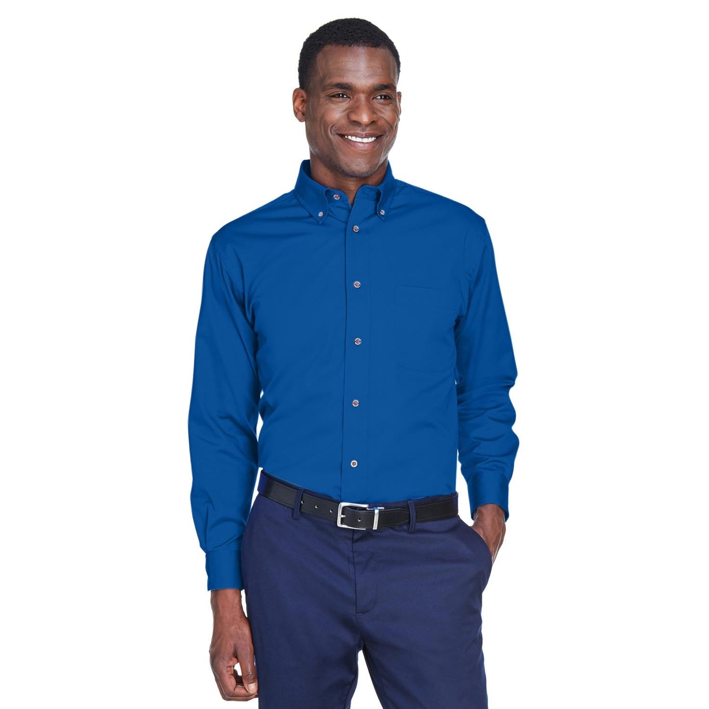 Black Button Up Shirts - Harriton - Easy Blend Twill