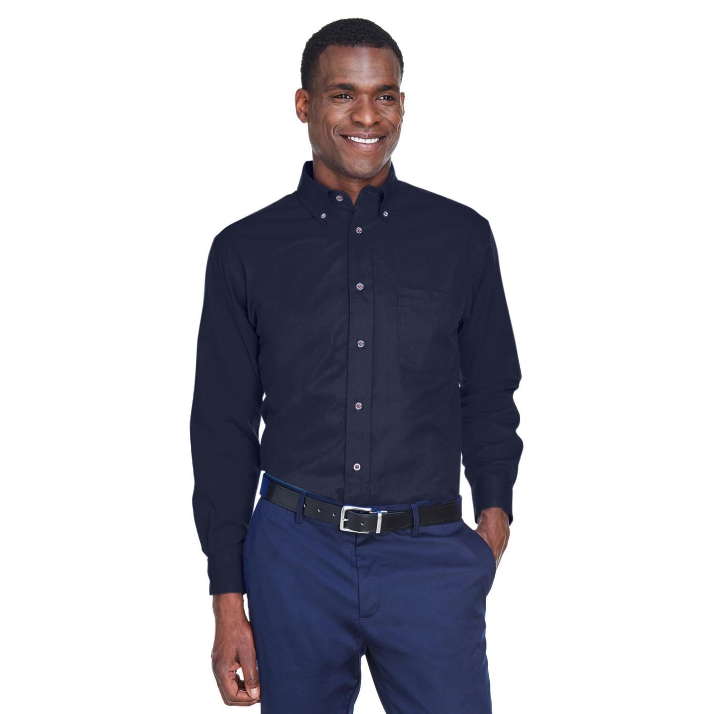 Black Button Up Shirts - Harriton - Easy Blend Twill