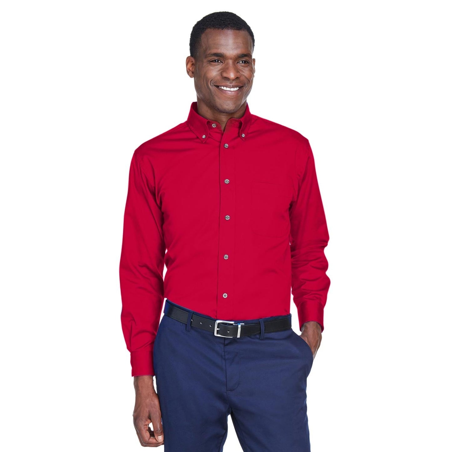 Black Button Up Shirts - Harriton - Easy Blend Twill