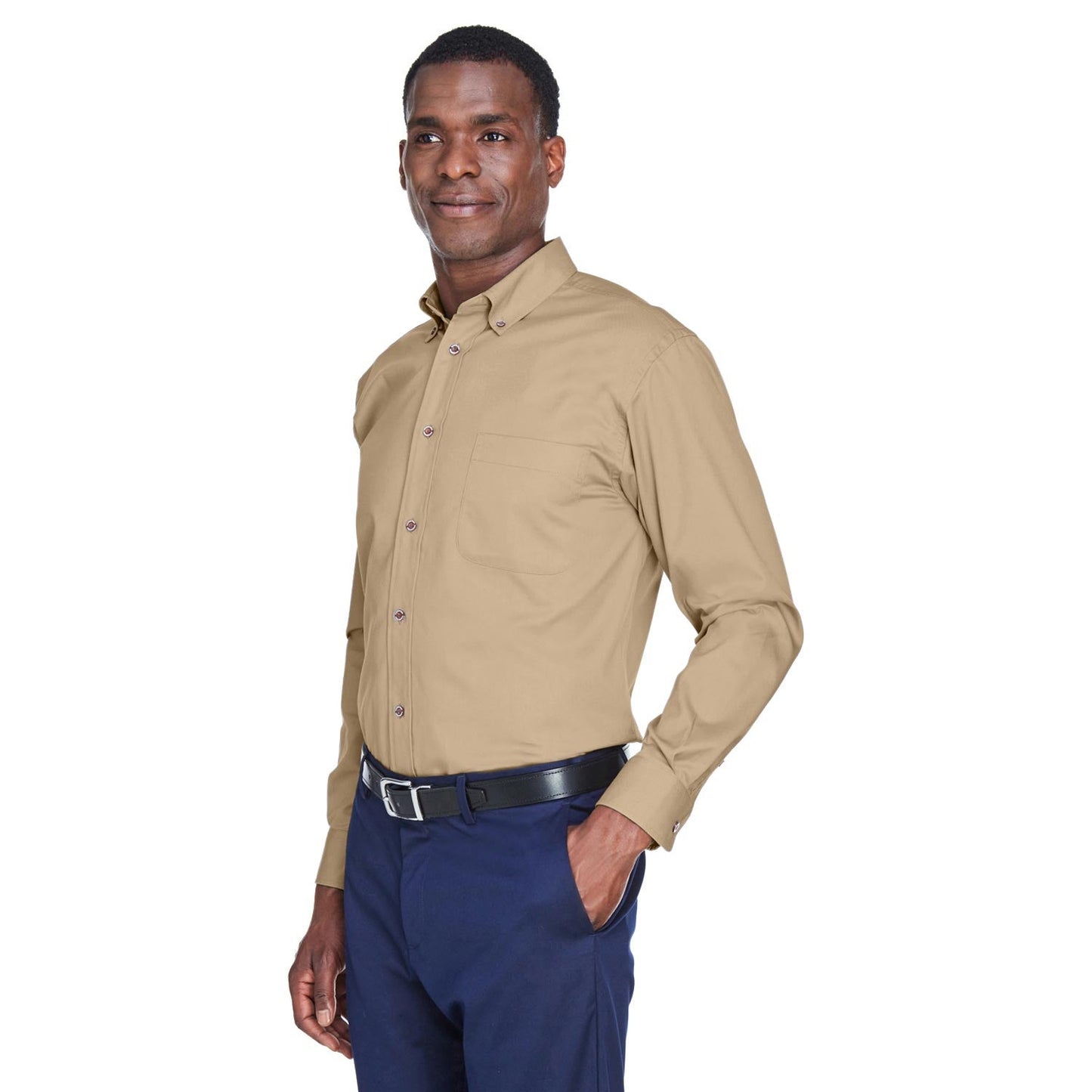 Black Button Up Shirts - Harriton - Easy Blend Twill