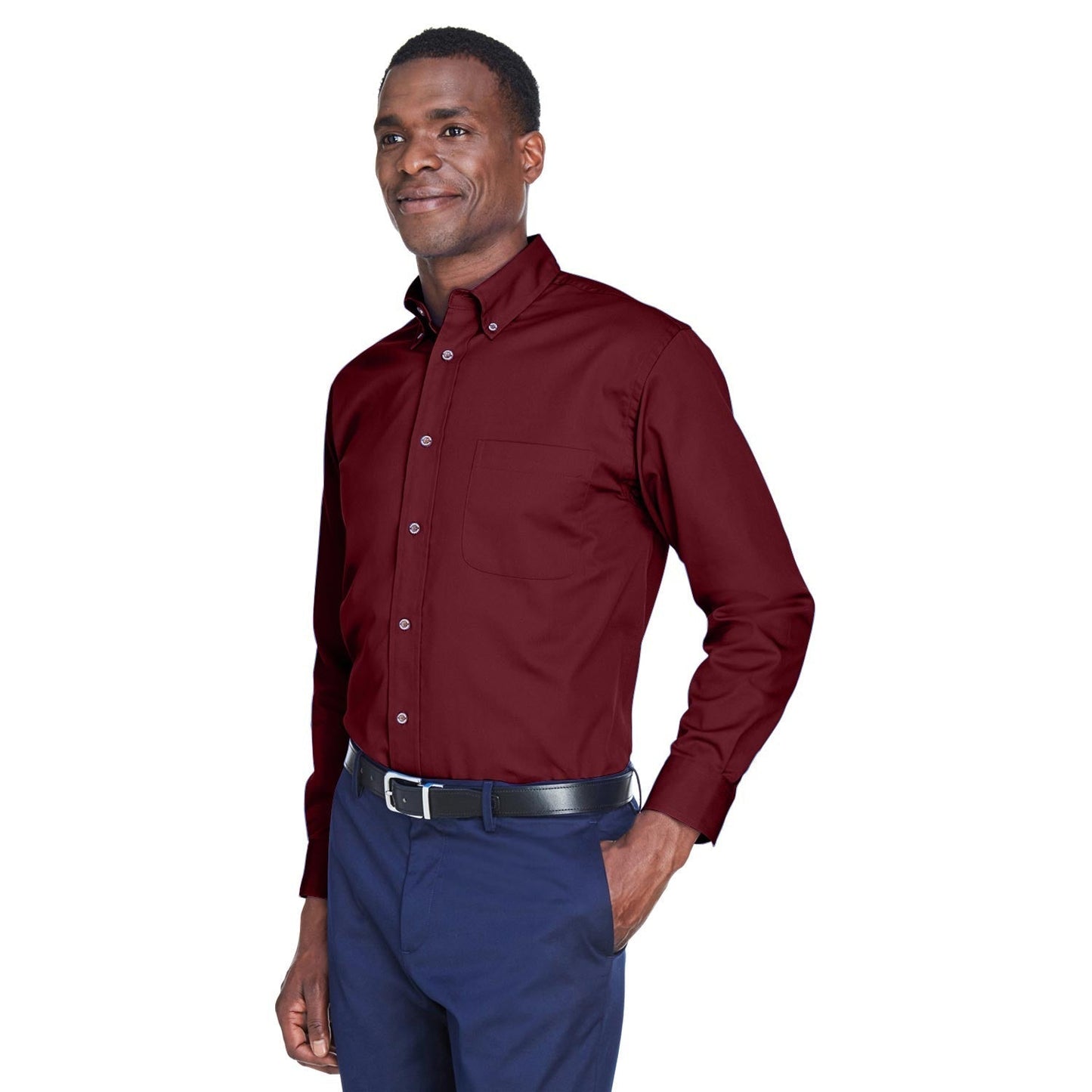 Black Button Up Shirts - Harriton - Easy Blend Twill