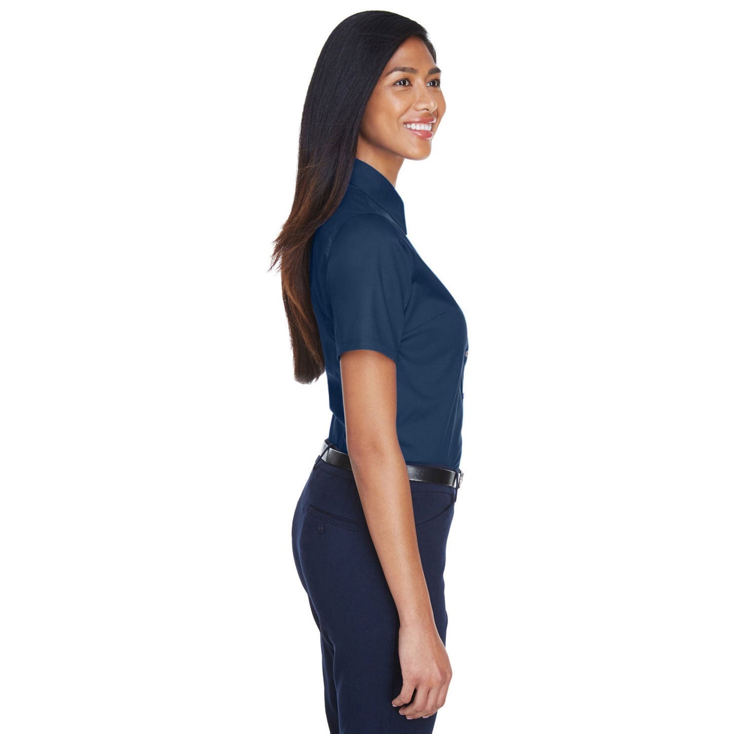 Black Button Up Shirt - Harriton - Short Sleeve Twill