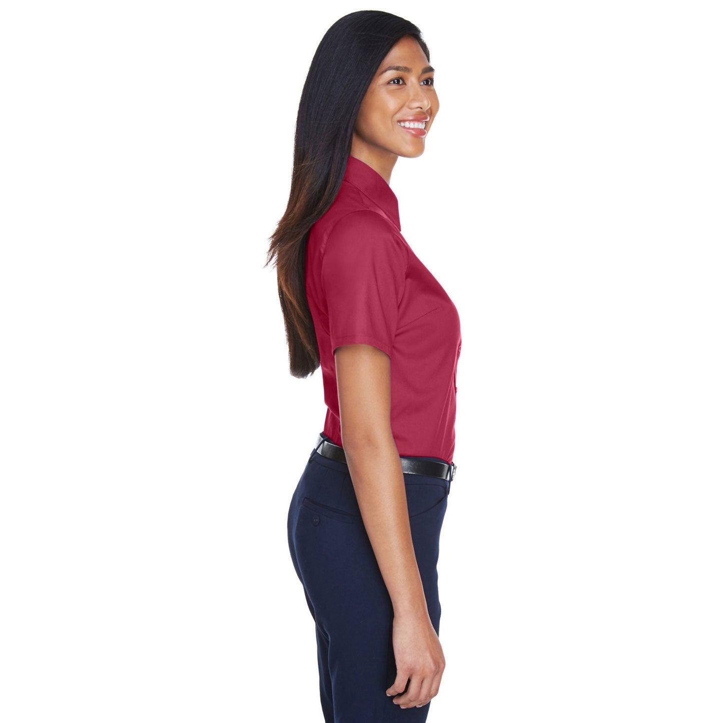 Black Button Up Shirt - Harriton - Short Sleeve Twill