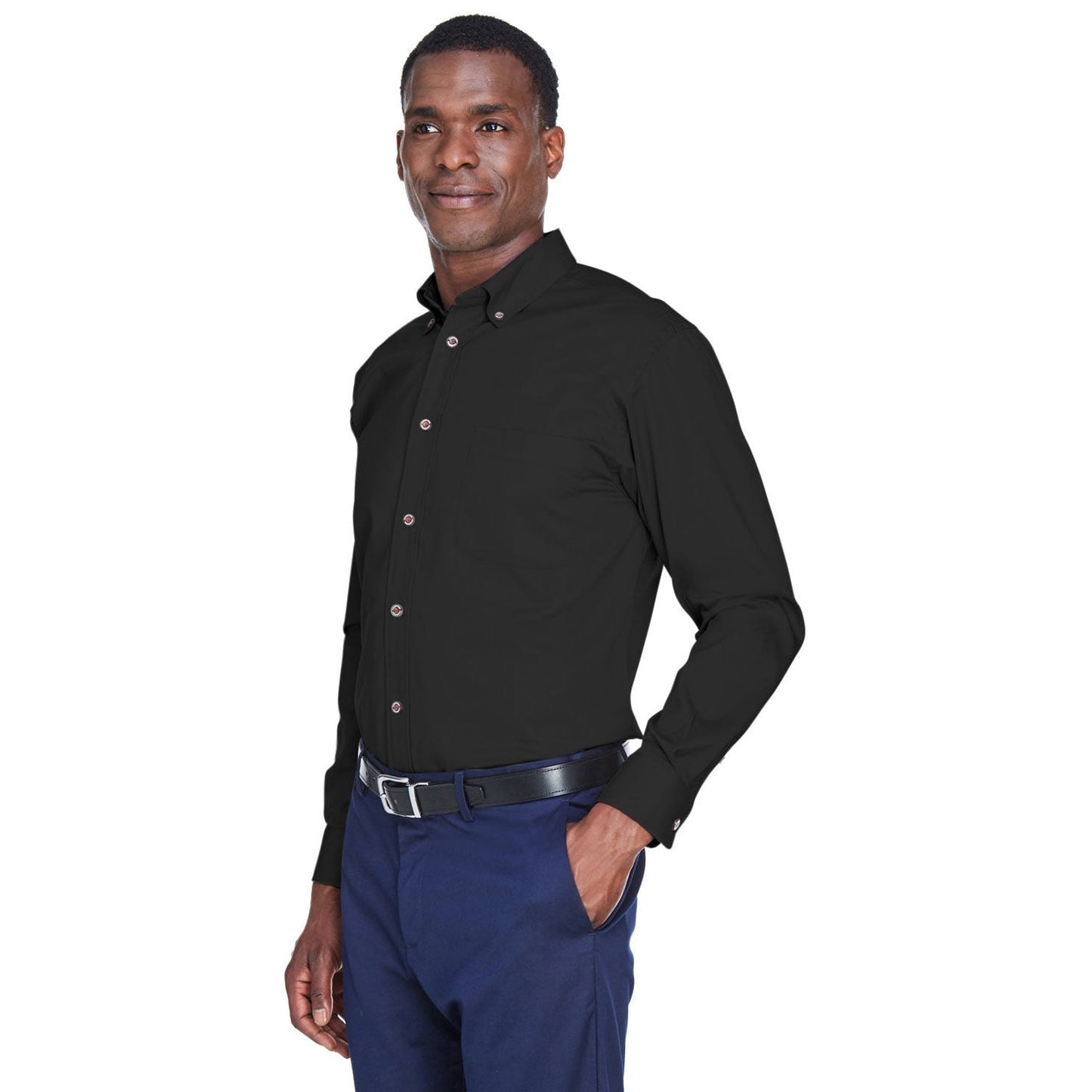 Black Button Up Shirt - Harriton - Stain Resistant