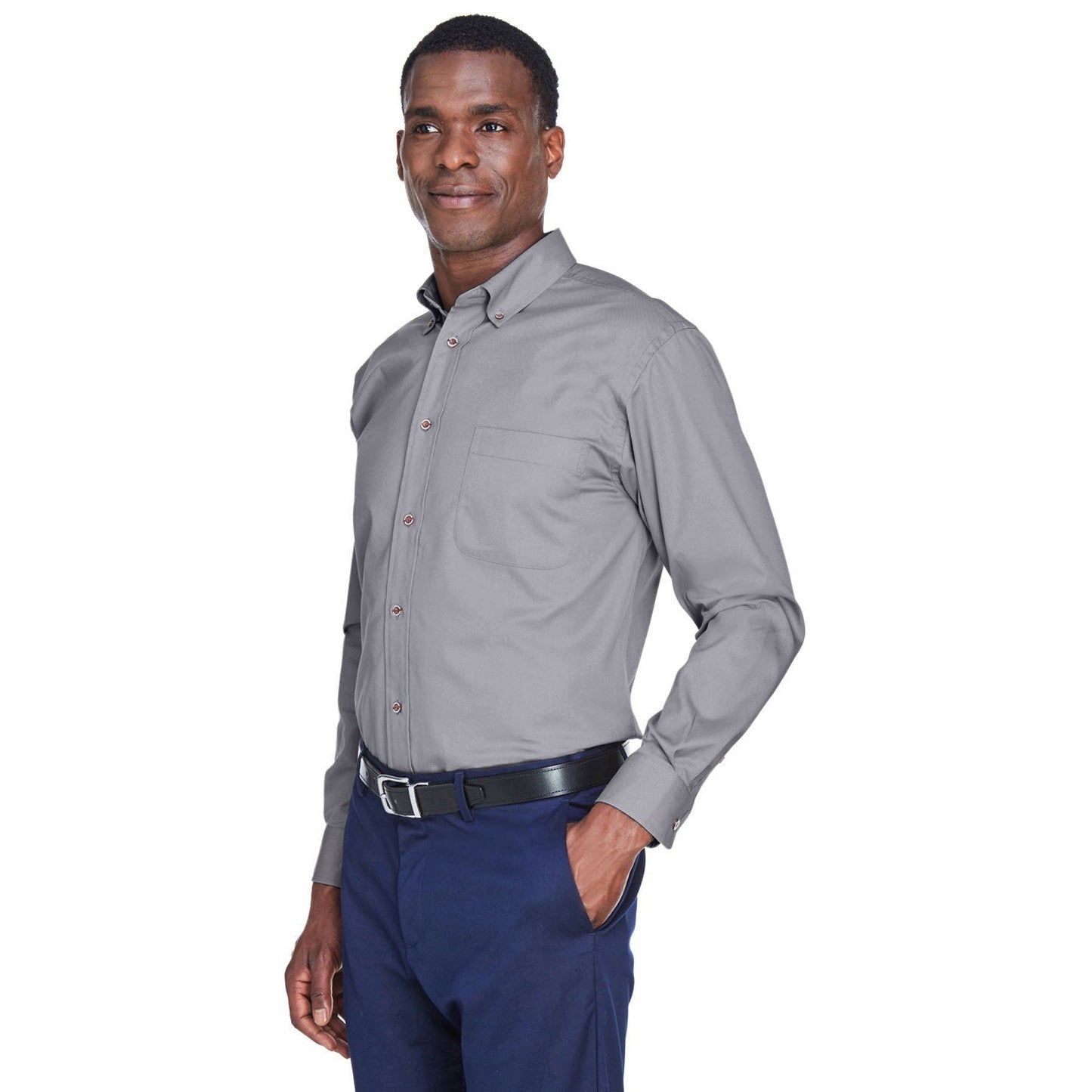 Black Button Up Shirt - Harriton - Stain Resistant