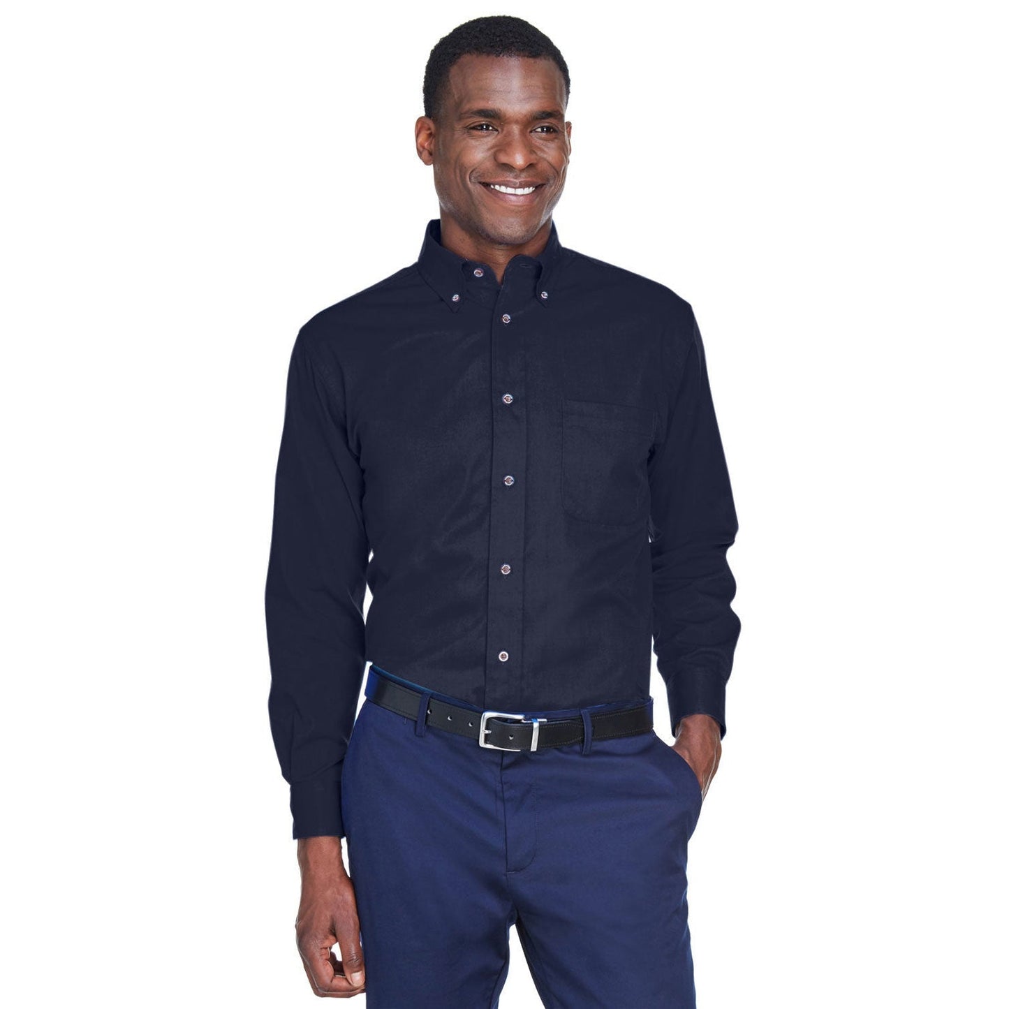 Black Button Up Shirt - Harriton - Stain Resistant