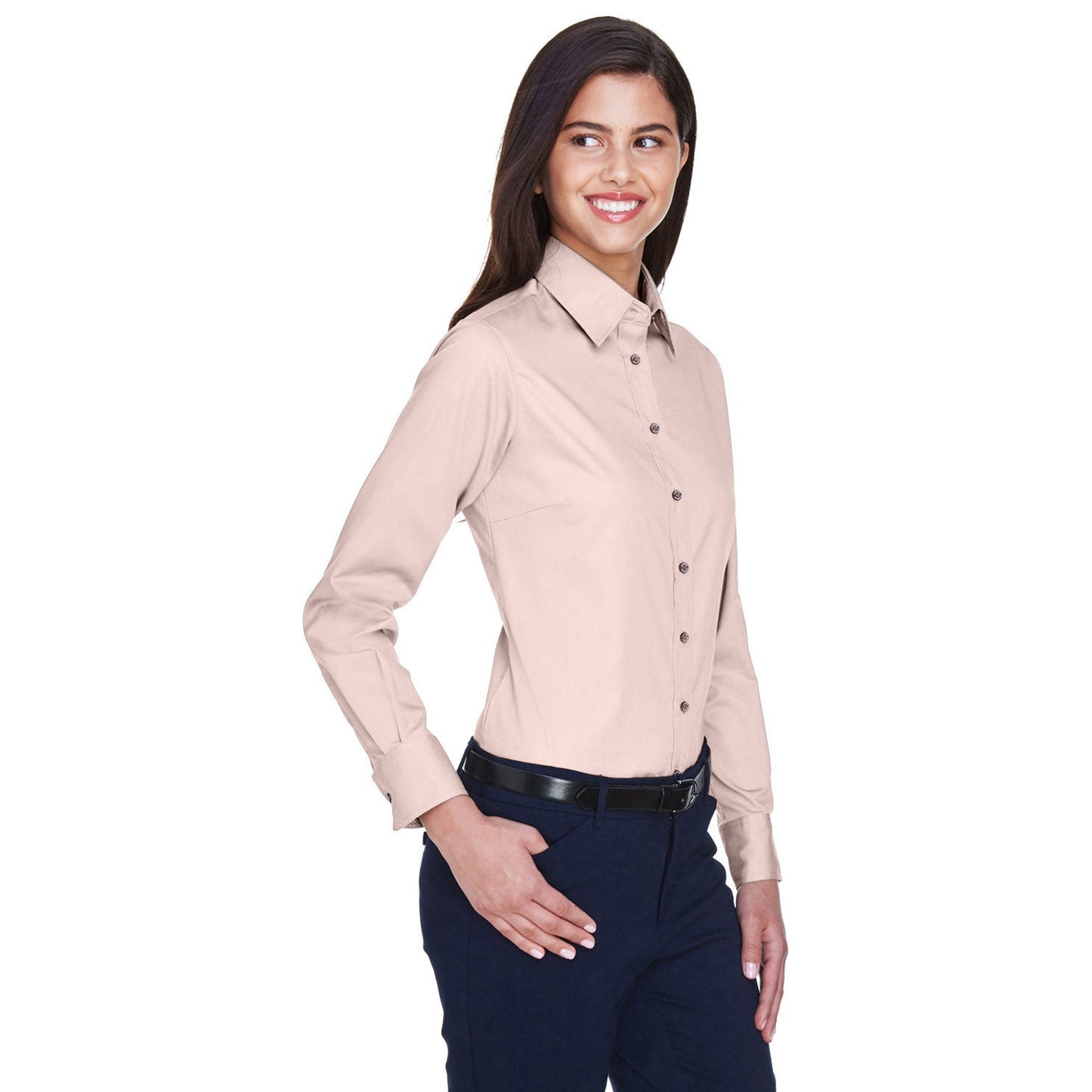 Black Button Up Shirts - Harriton - Easy Blend Twill