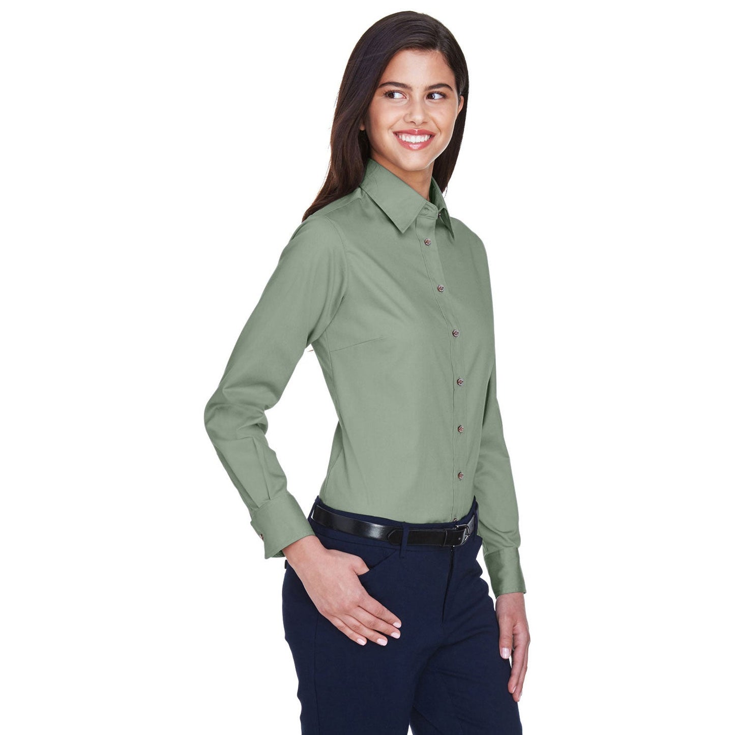 Black Button Up Shirts - Harriton - Easy Blend Twill