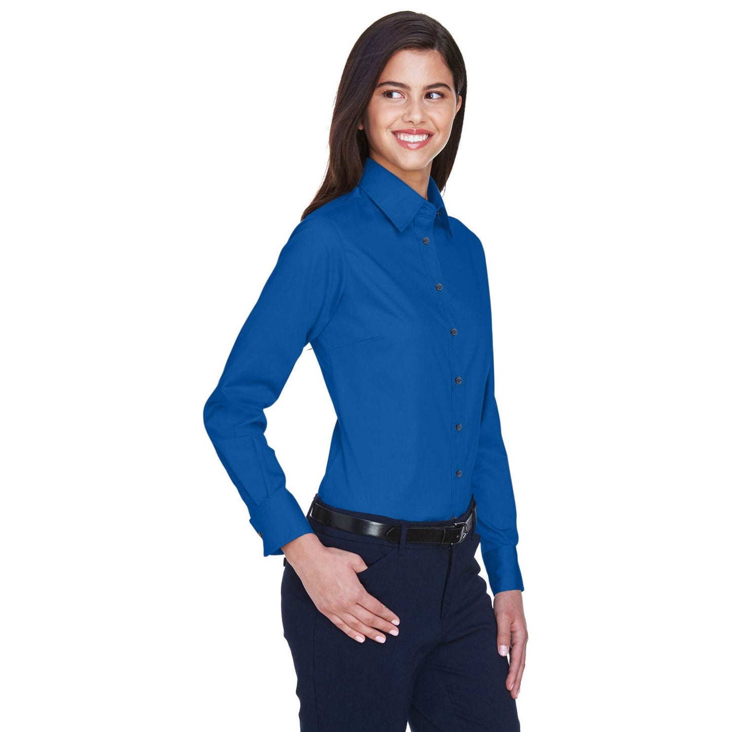 Black Button Up Shirts - Harriton - Easy Blend Twill