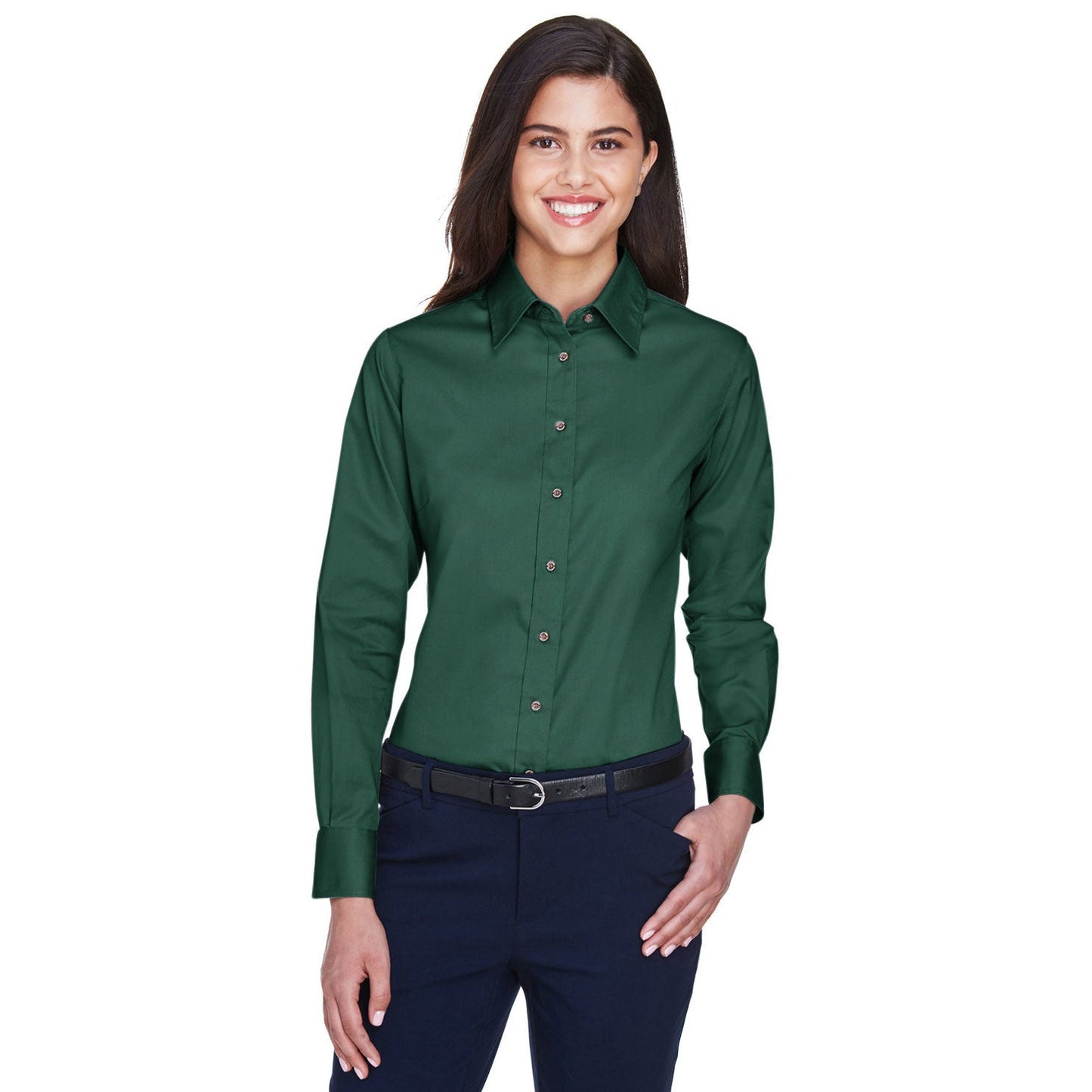 Black Button Up Shirts - Harriton - Easy Blend Twill