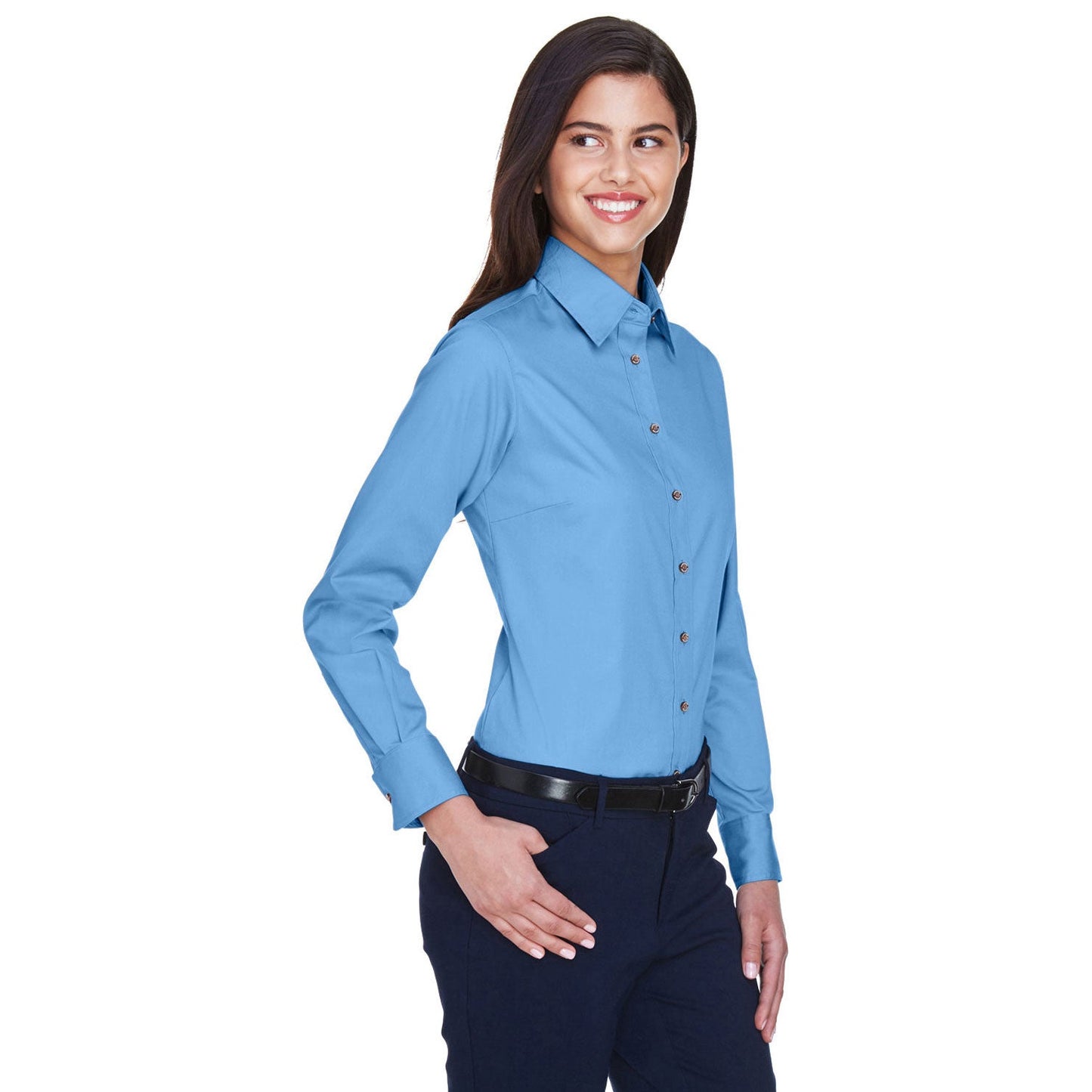 Black Button Up Shirts - Harriton - Easy Blend Twill