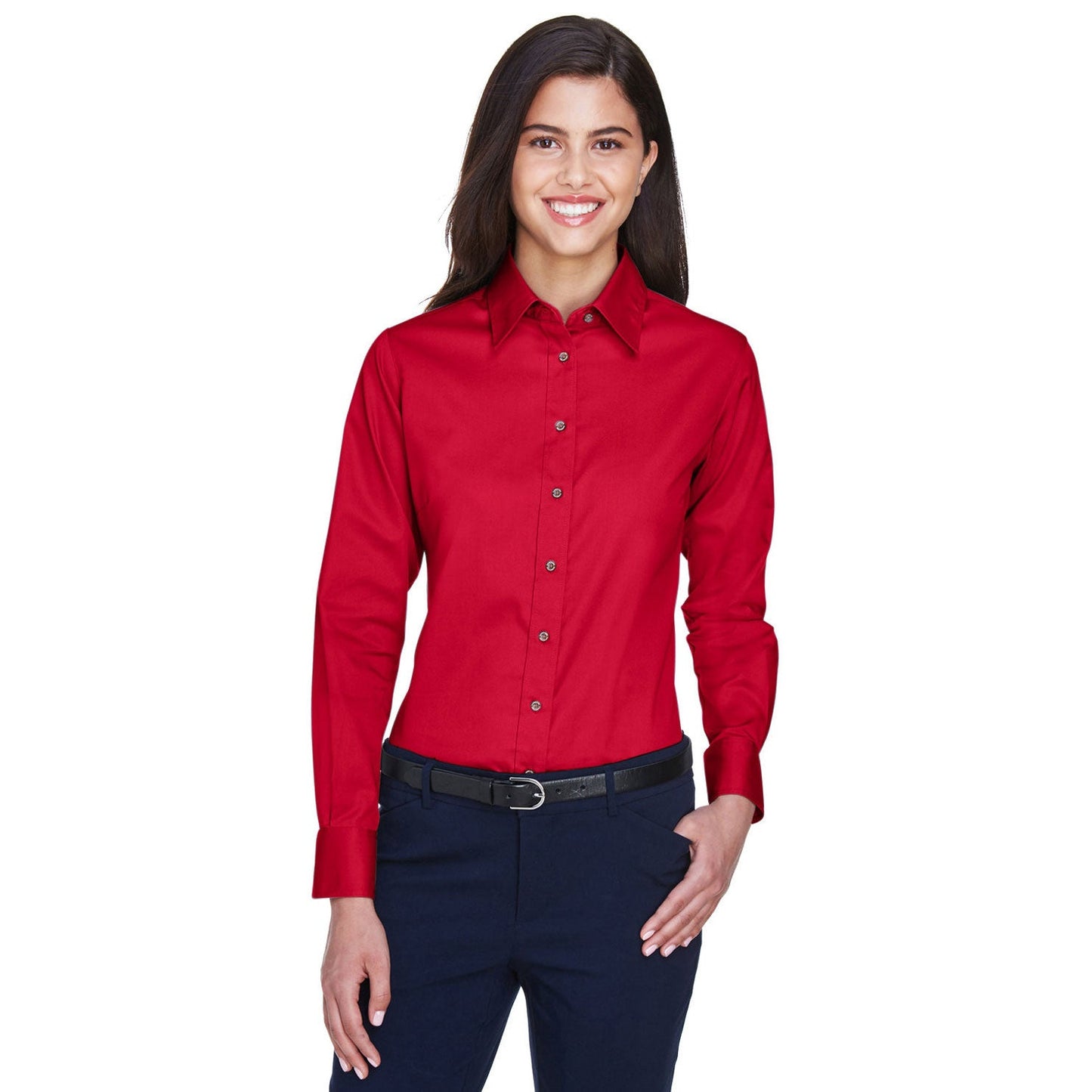 Black Button Up Shirts - Harriton - Easy Blend Twill