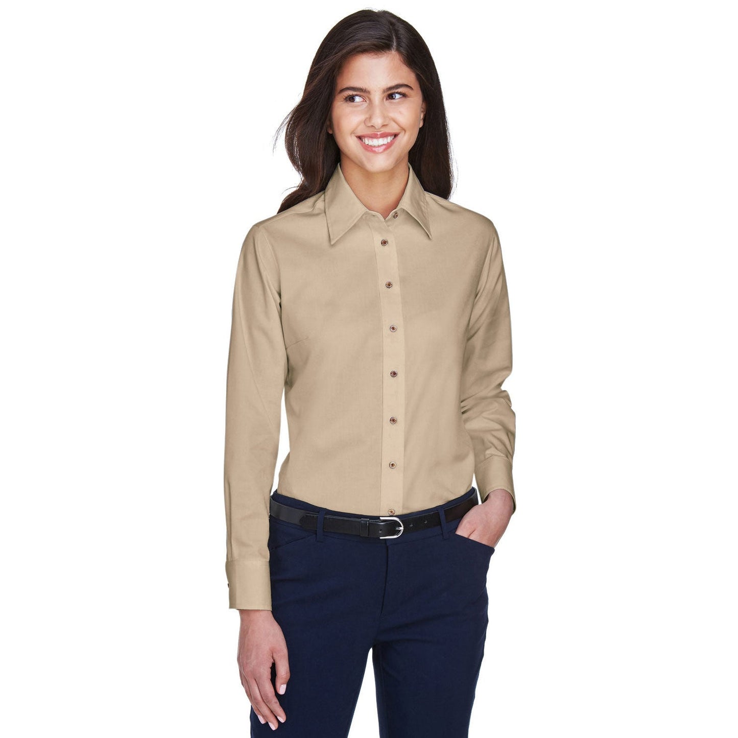 Black Button Up Shirts - Harriton - Easy Blend Twill