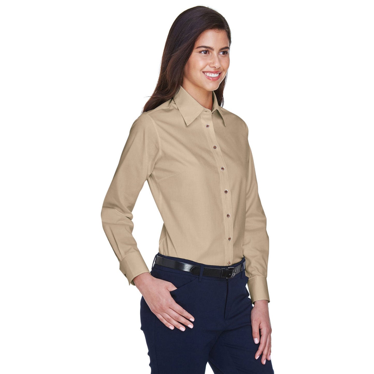 Black Button Up Shirts - Harriton - Easy Blend Twill