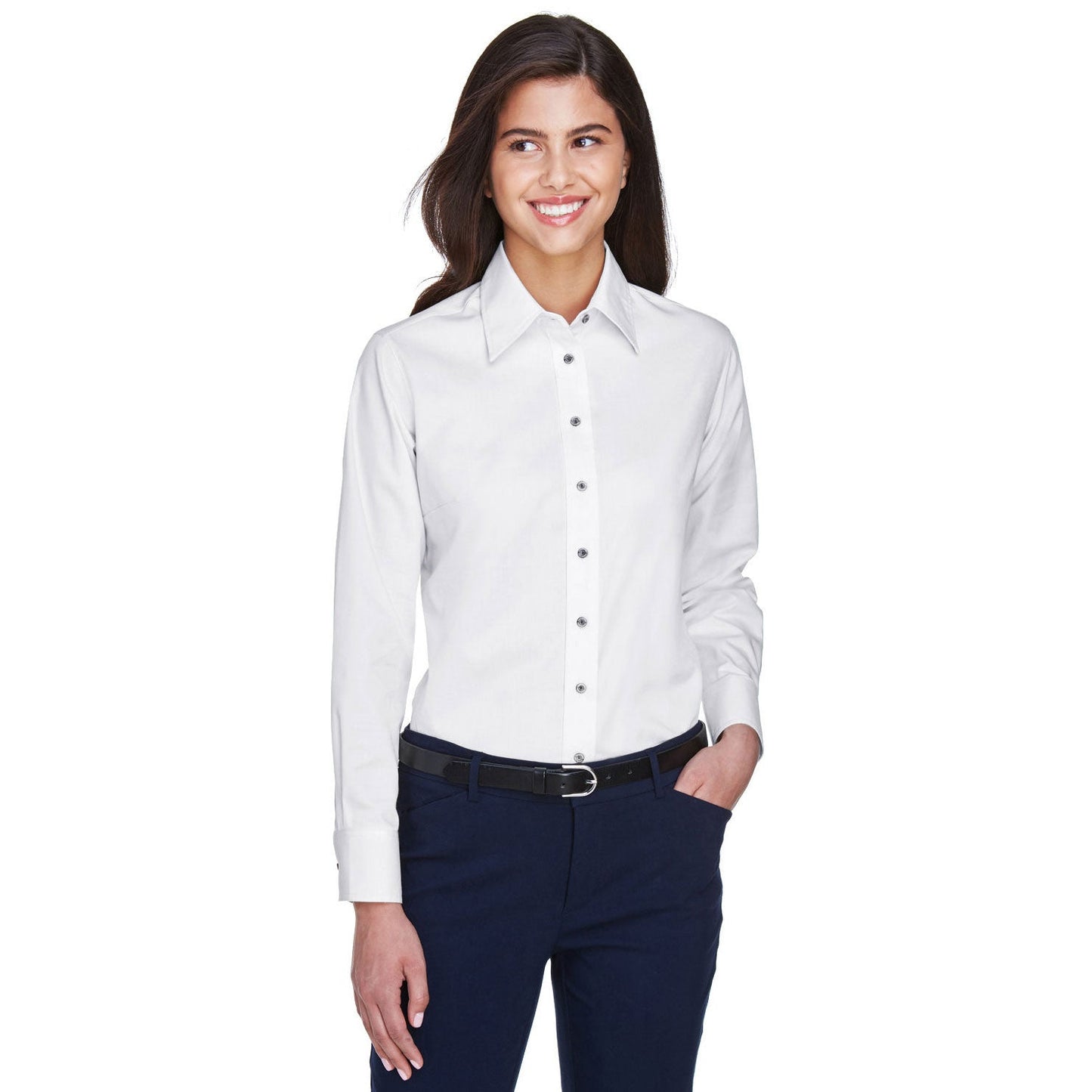Black Button Up Shirts - Harriton - Easy Blend Twill