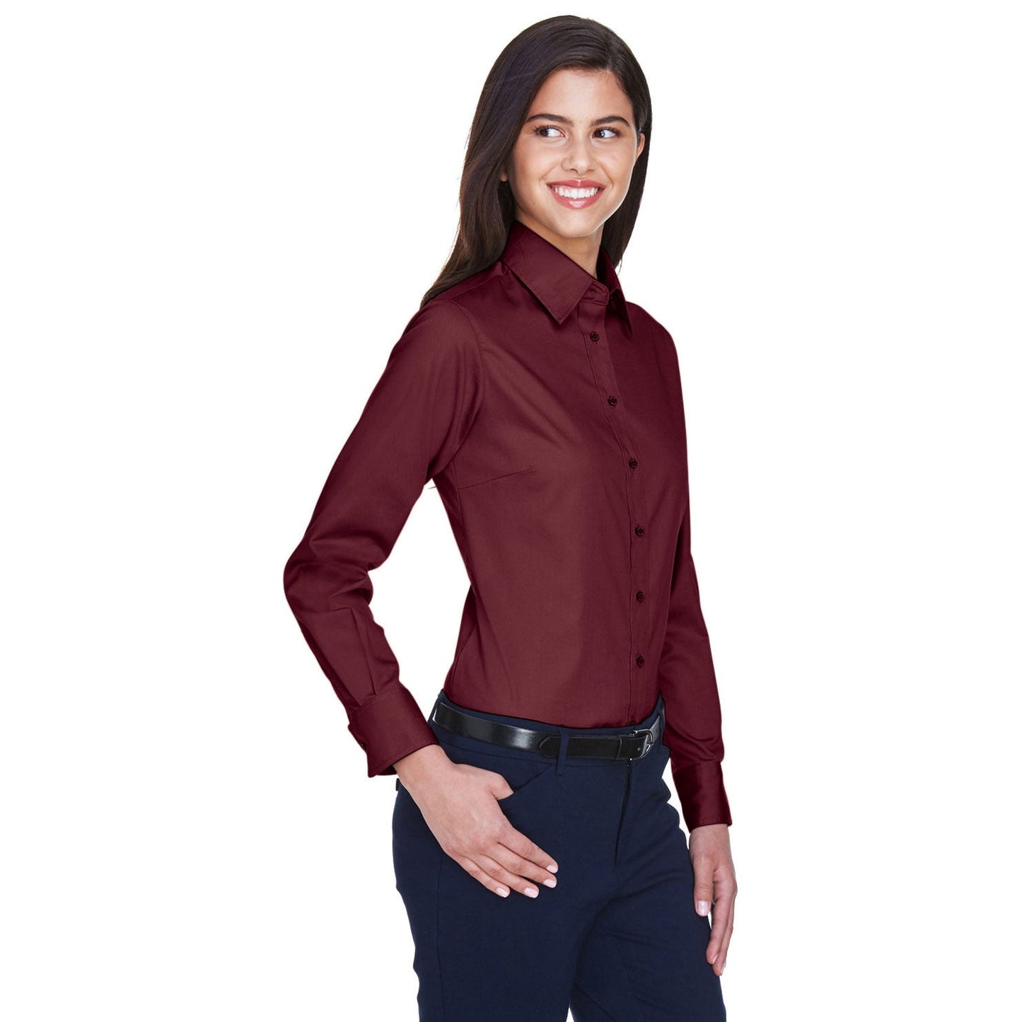 Black Button Up Shirts - Harriton - Easy Blend Twill