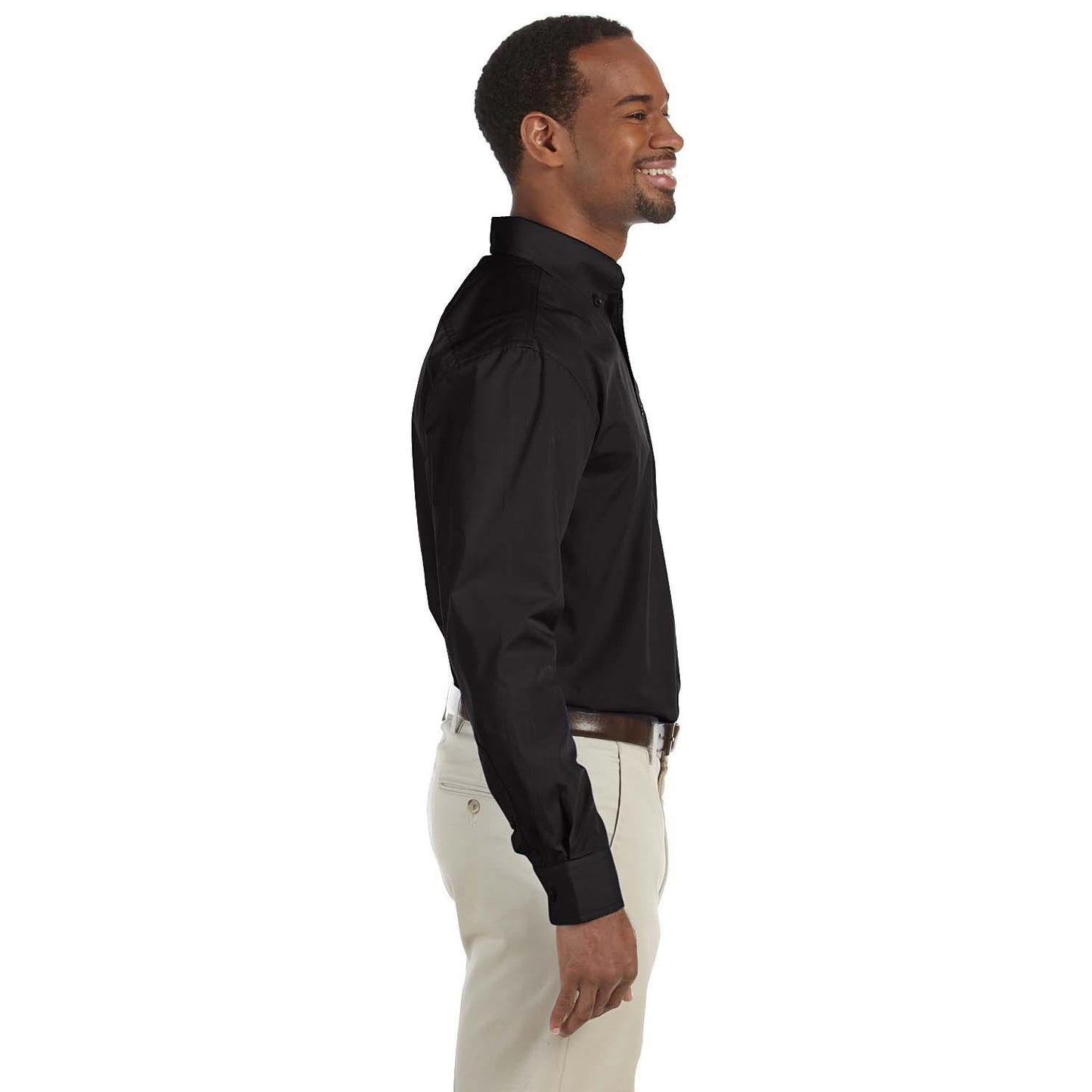 Black Button Up Shirt - Harriton - Essential Fabric