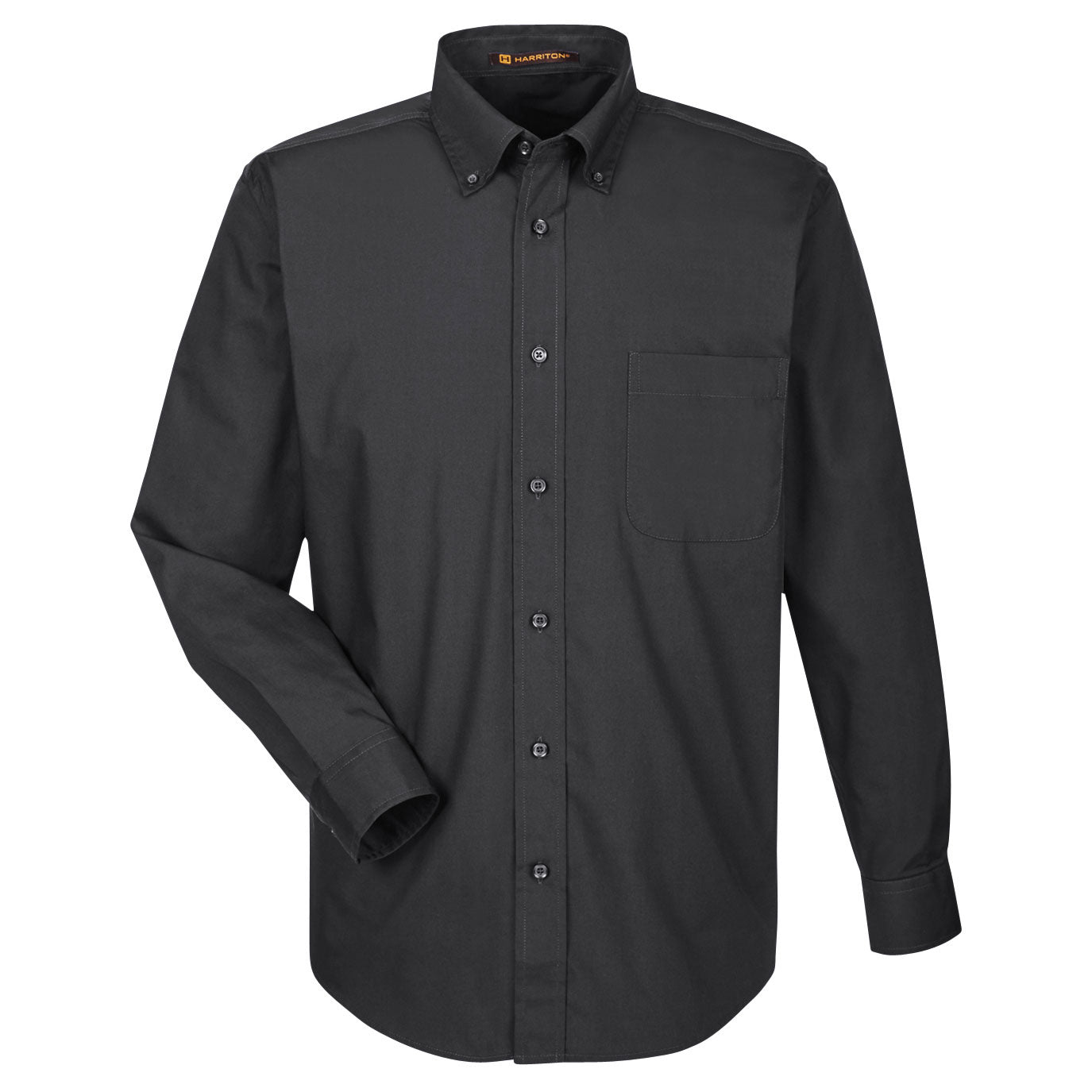 Black Button Up Shirt - Harriton - Essential Fabric