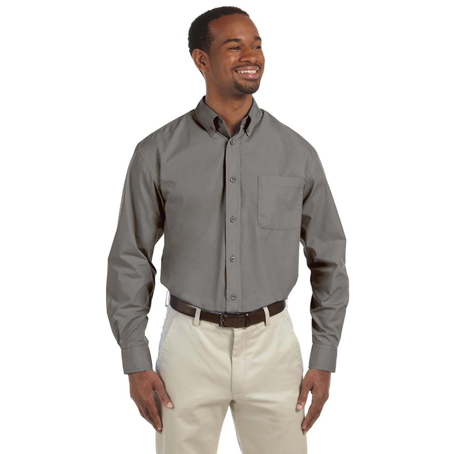 Black Button Up Shirt - Harriton - Essential Fabric