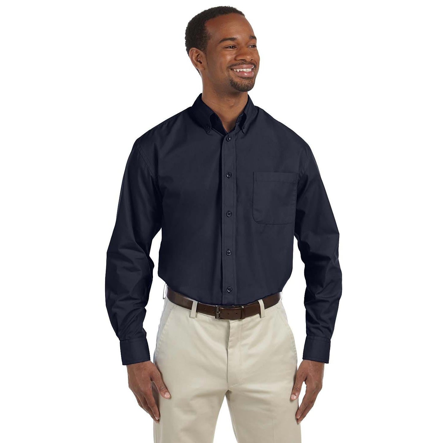Black Button Up Shirt - Harriton - Essential Fabric