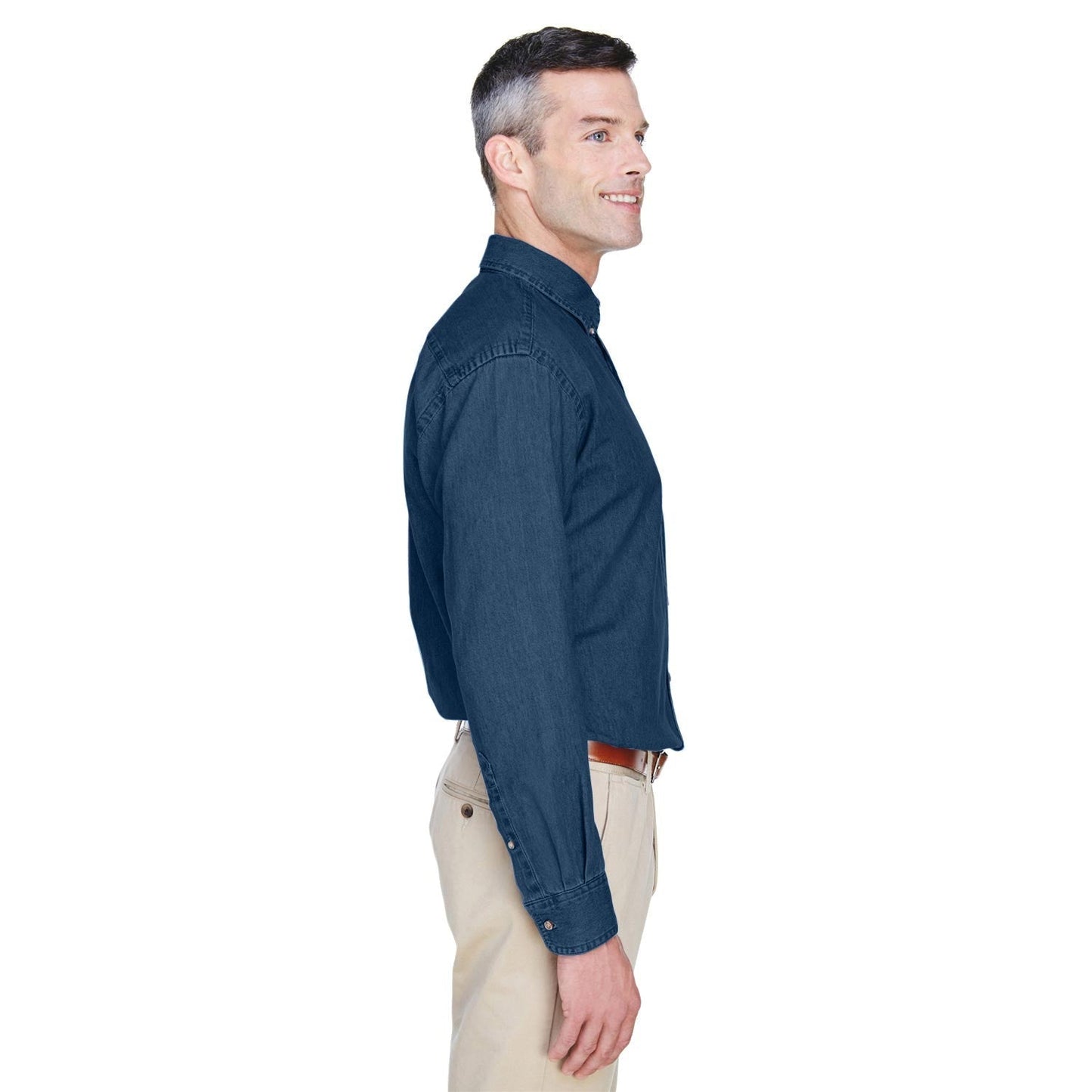 Washed Black Button Up Shirts - Harriton - Soft Denim