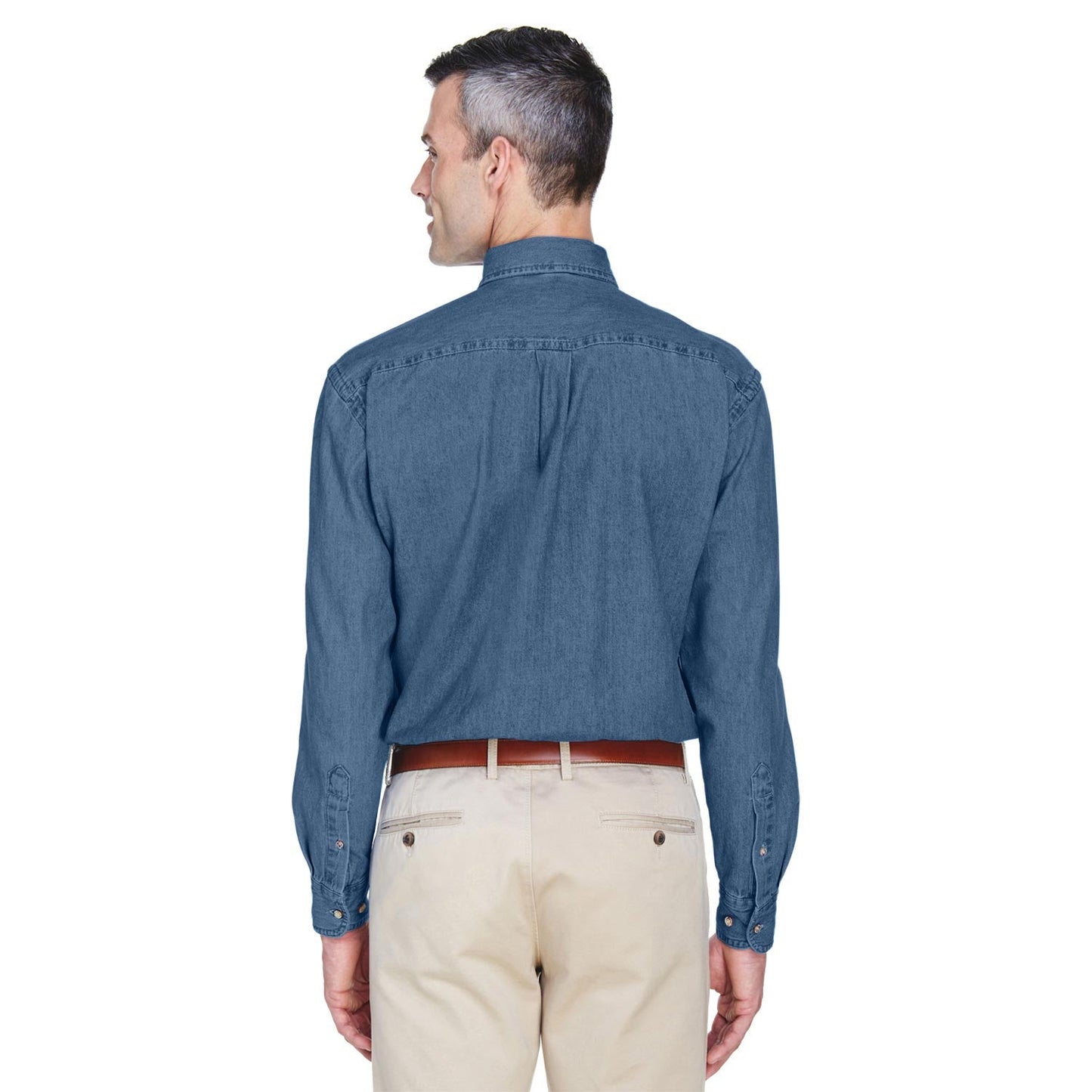 Washed Black Button Up Shirts - Harriton - Soft Denim