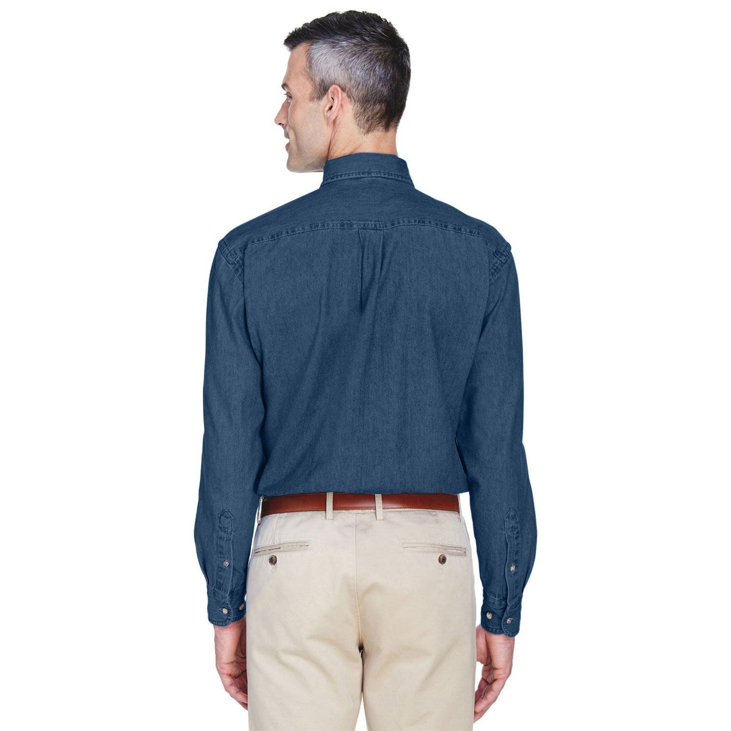 Washed Black Button Up Shirts - Harriton - Cotton Denim