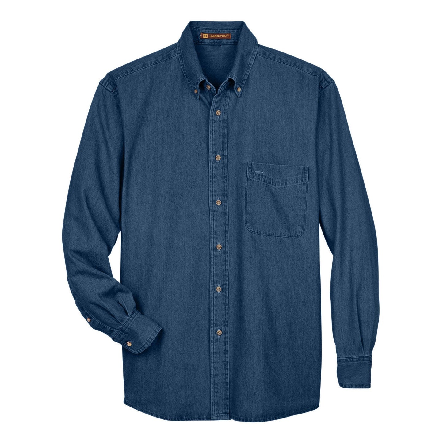 Washed Black Button Up Shirts - Harriton - Cotton Denim