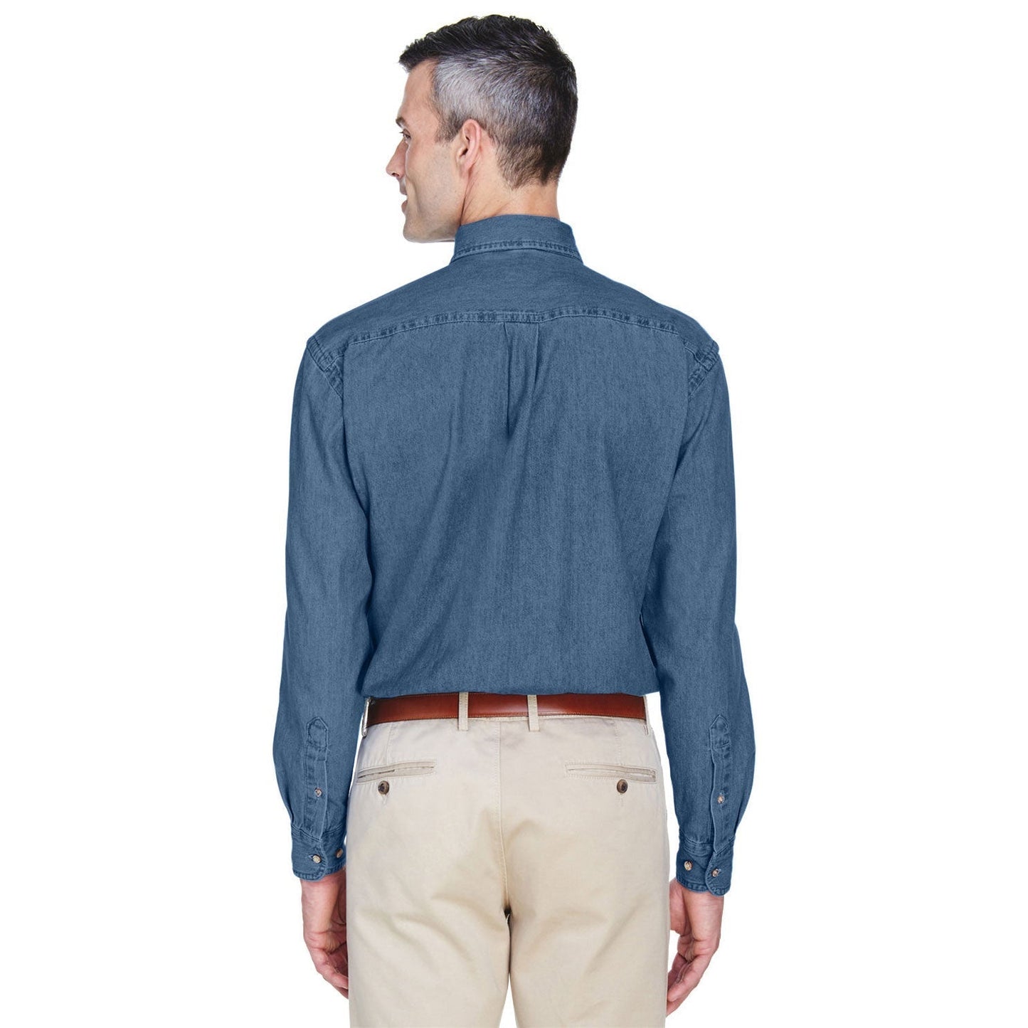 Washed Black Button Up Shirts - Harriton - Cotton Denim