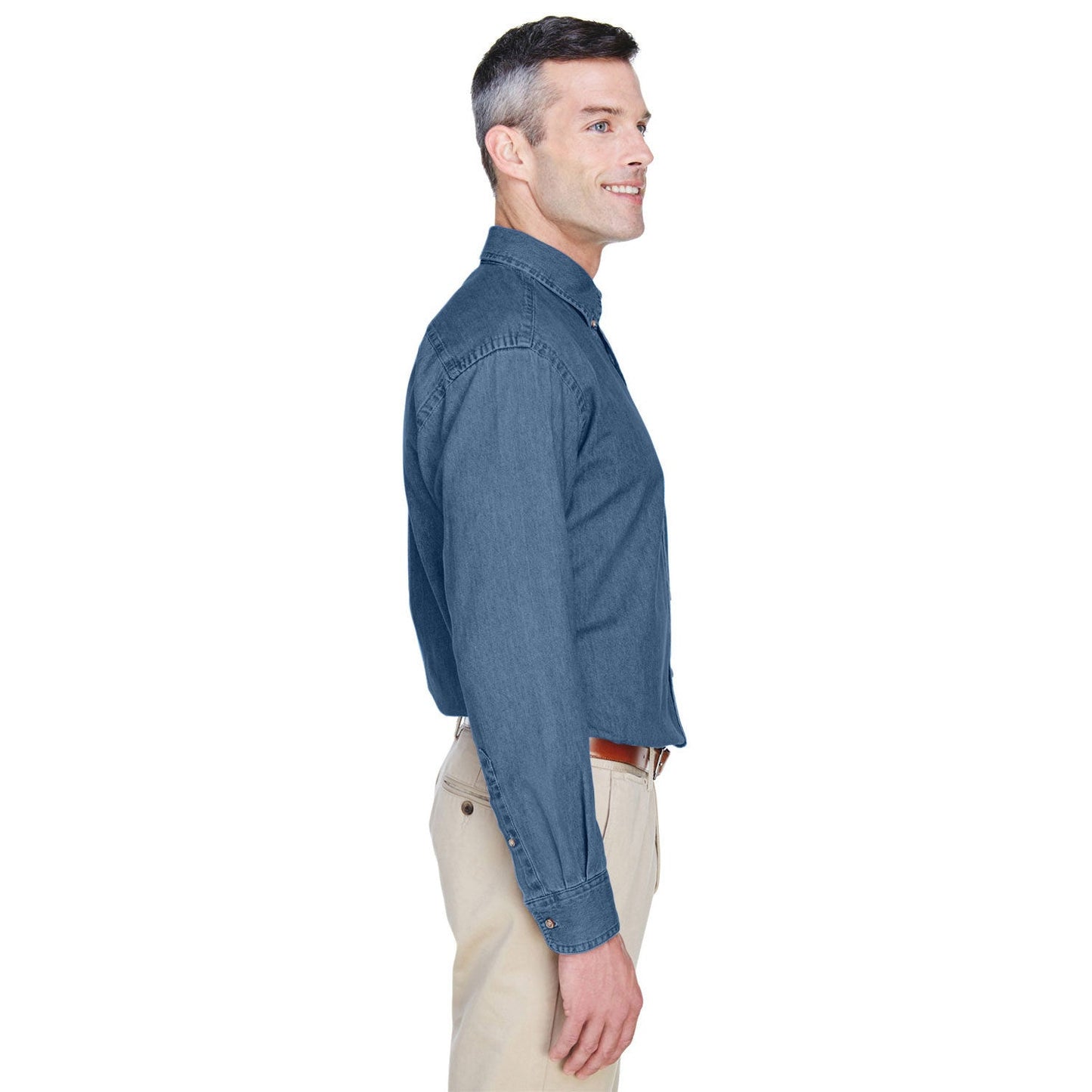 Washed Black Button Up Shirts - Harriton - Cotton Denim
