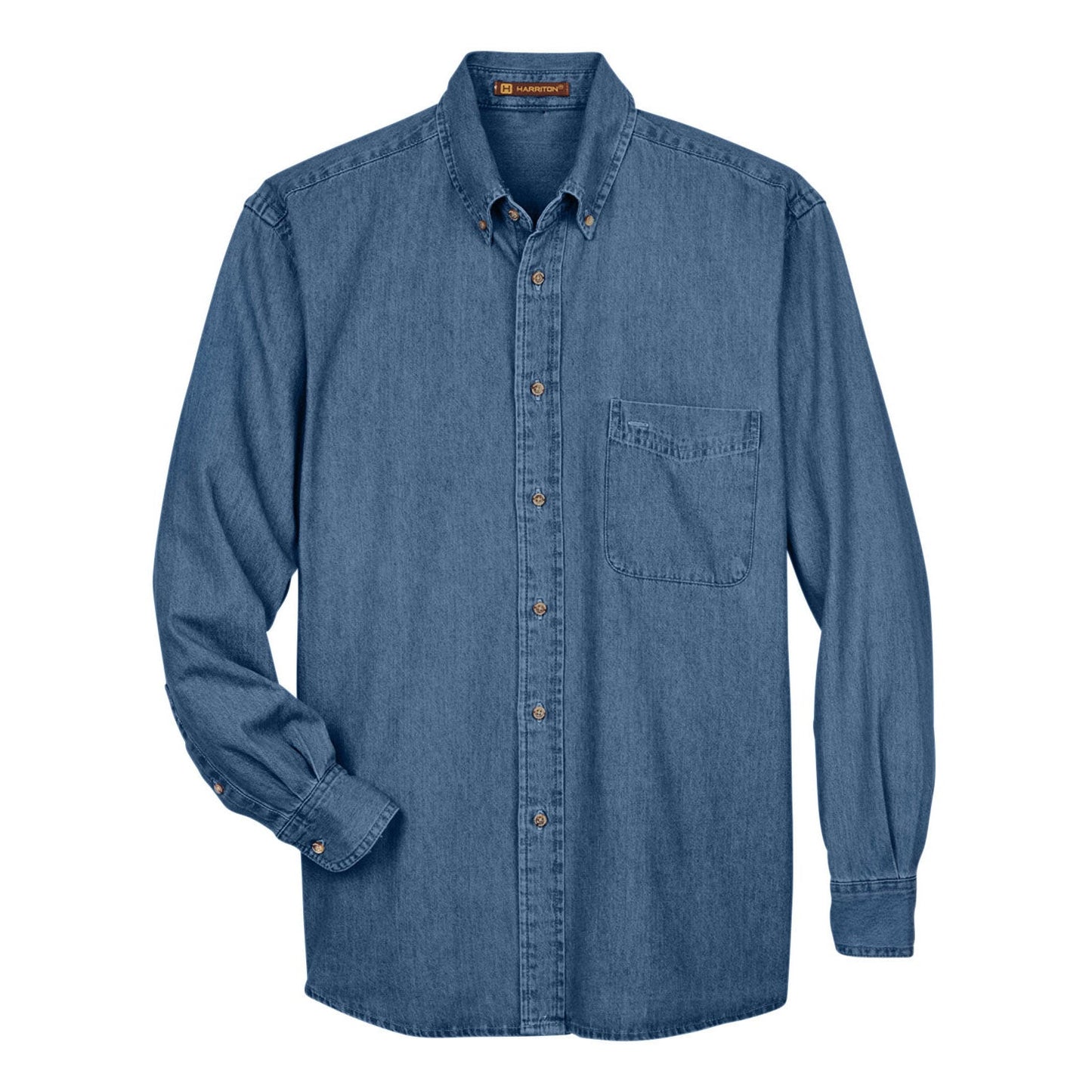 Washed Black Button Up Shirts - Harriton - Cotton Denim