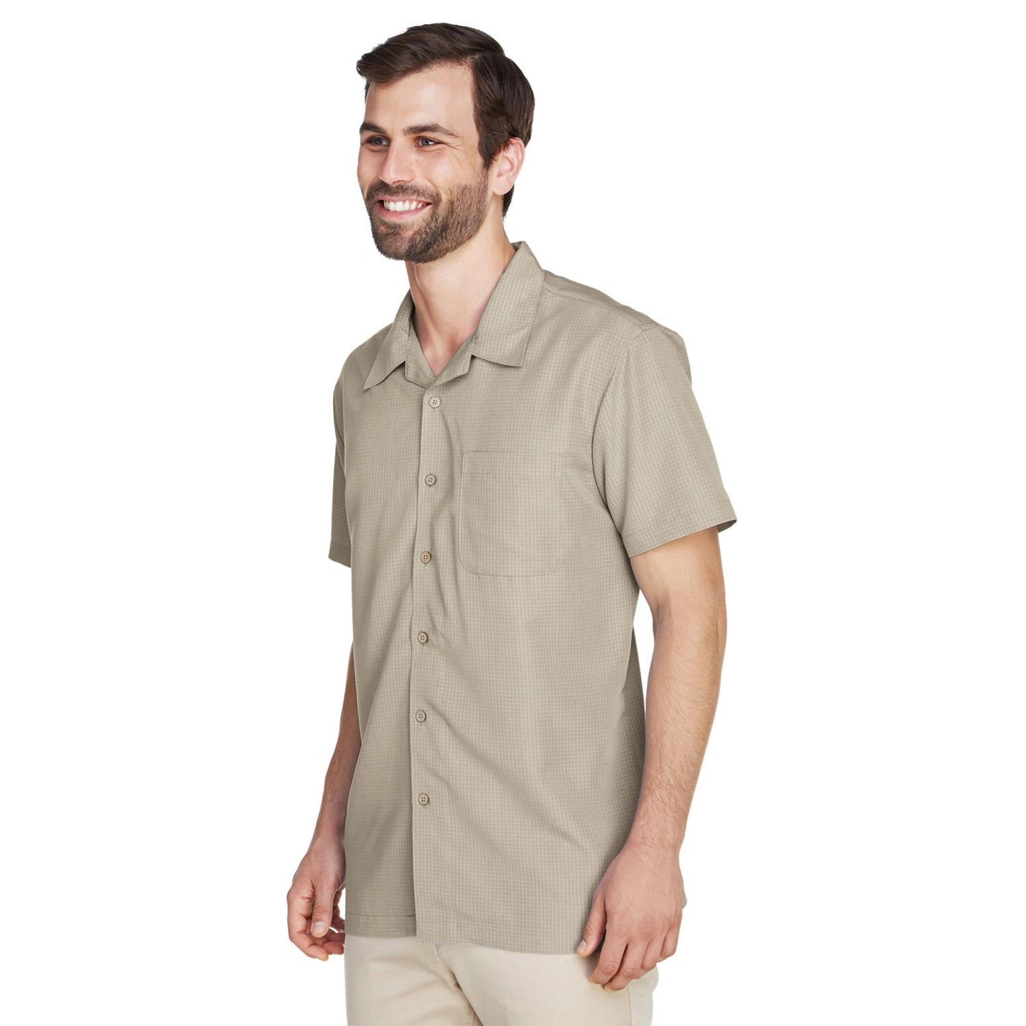Black Button Up Shirt - Harriton - Textured Camp Style