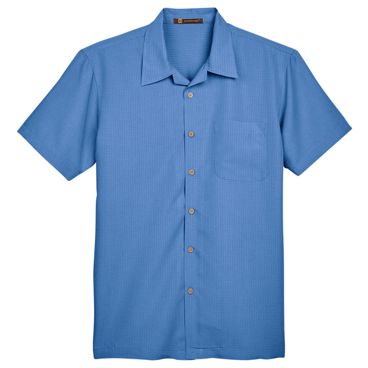 Black Button Up Shirt - Harriton - Textured Camp Style