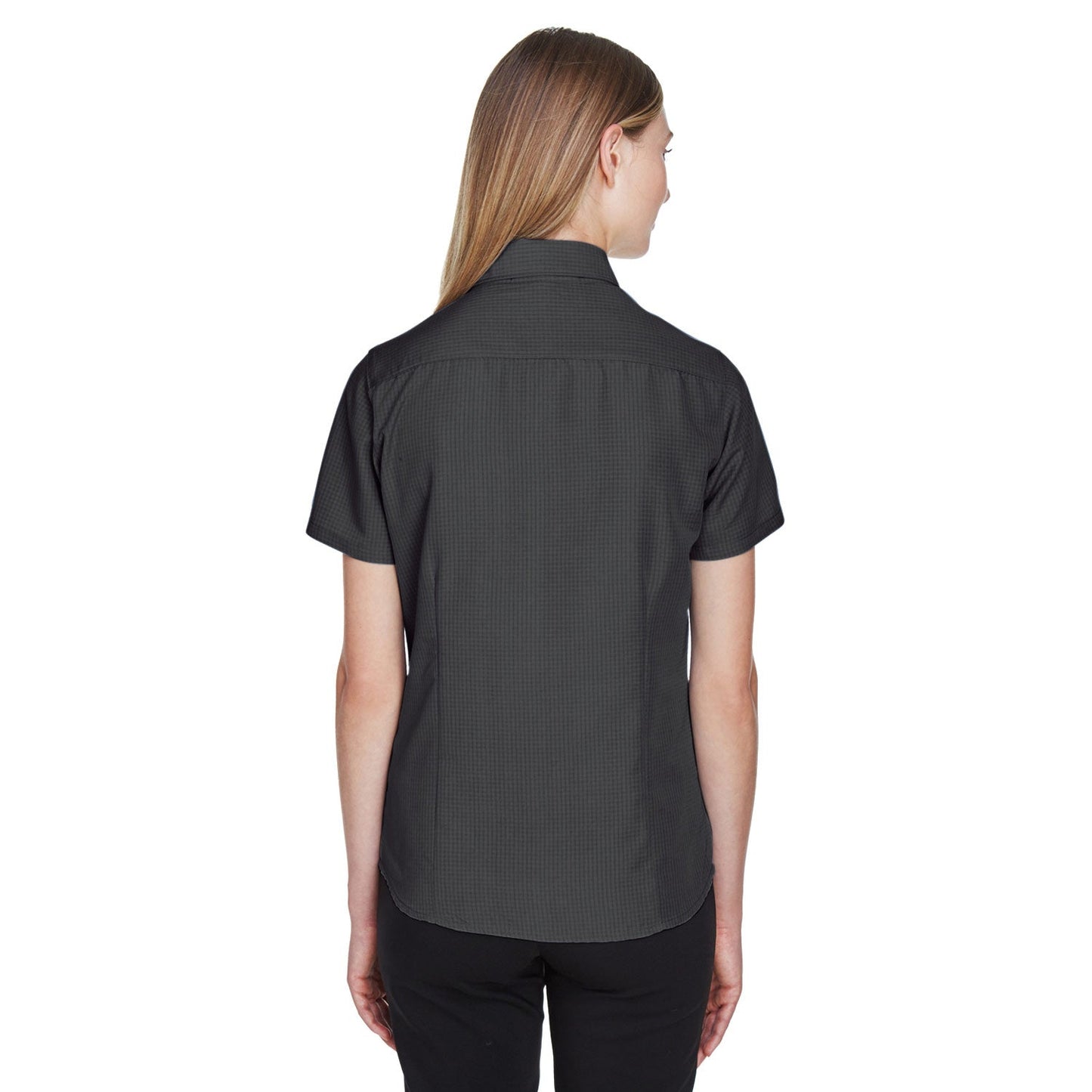 Black Textured Button Up Shirts - Harriton - Soft Fabric