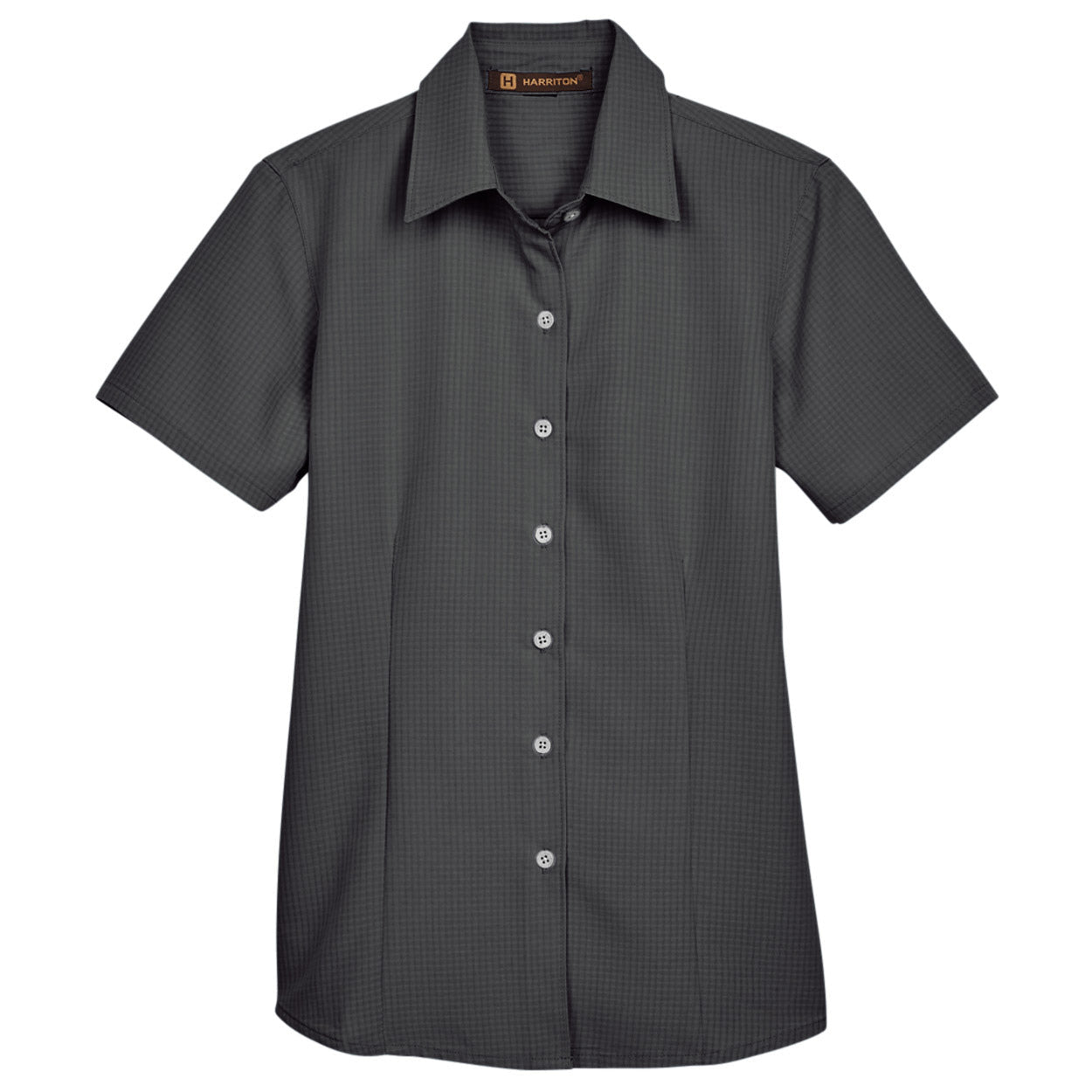 Black Textured Button Up Shirts - Harriton - Soft Fabric