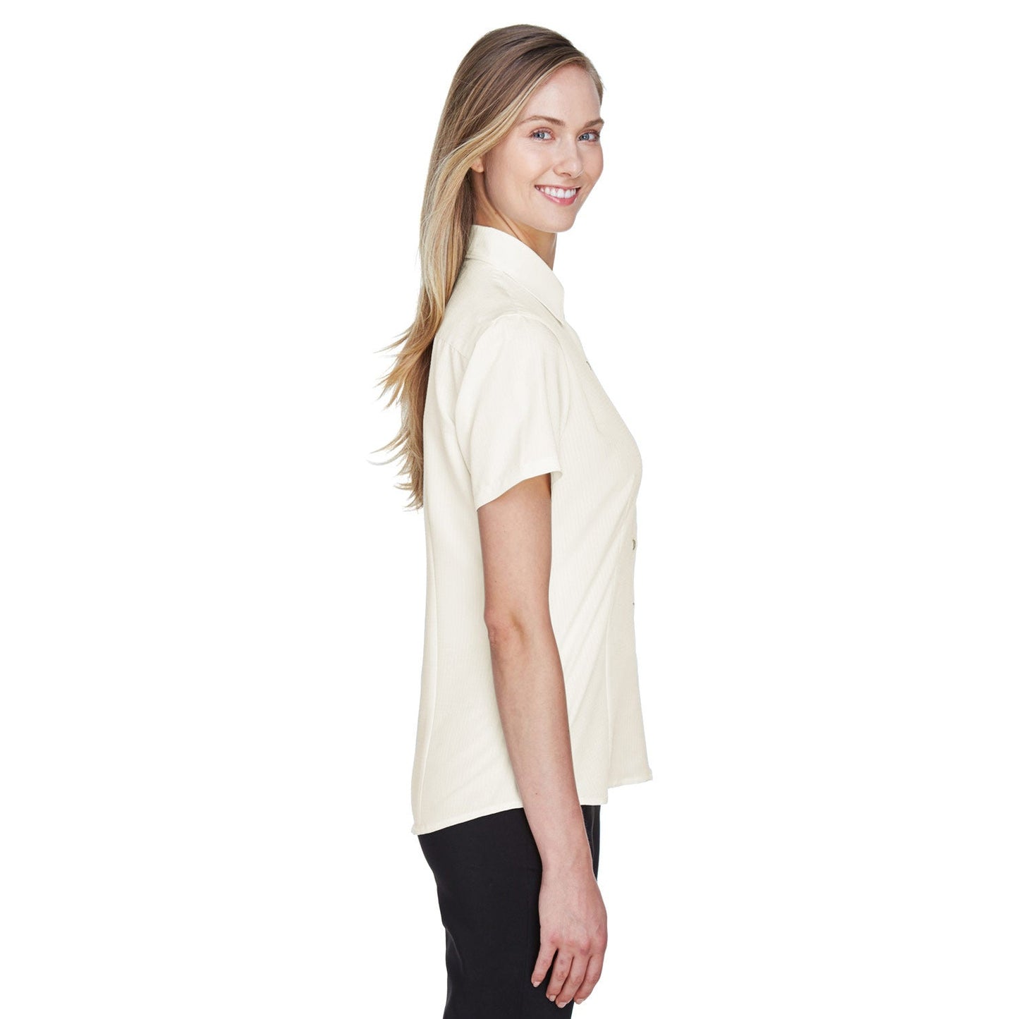 Black Textured Button Up Shirts - Harriton - Soft Fabric