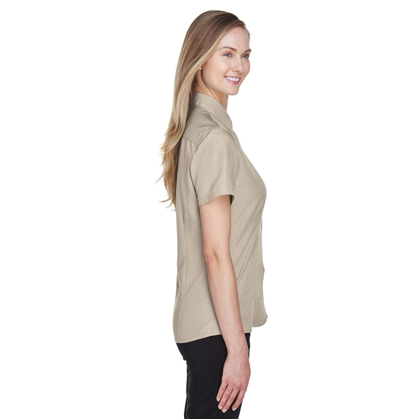 Black Textured Button Up Shirts - Harriton - Soft Fabric