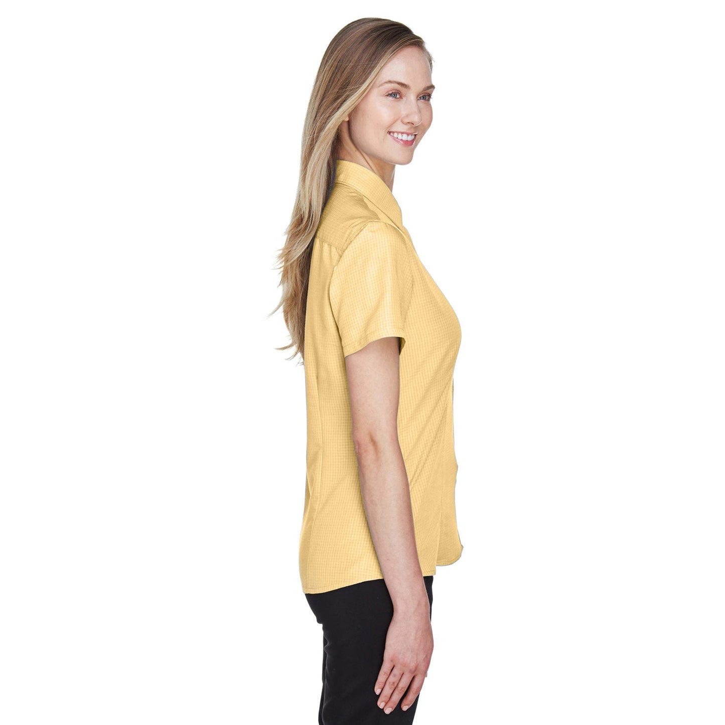 Black Textured Button Up Shirts - Harriton - Soft Fabric