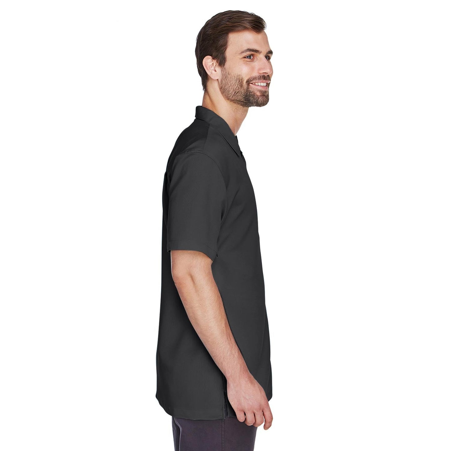 Black Button Up Shirts - Harriton - Cord Fabric