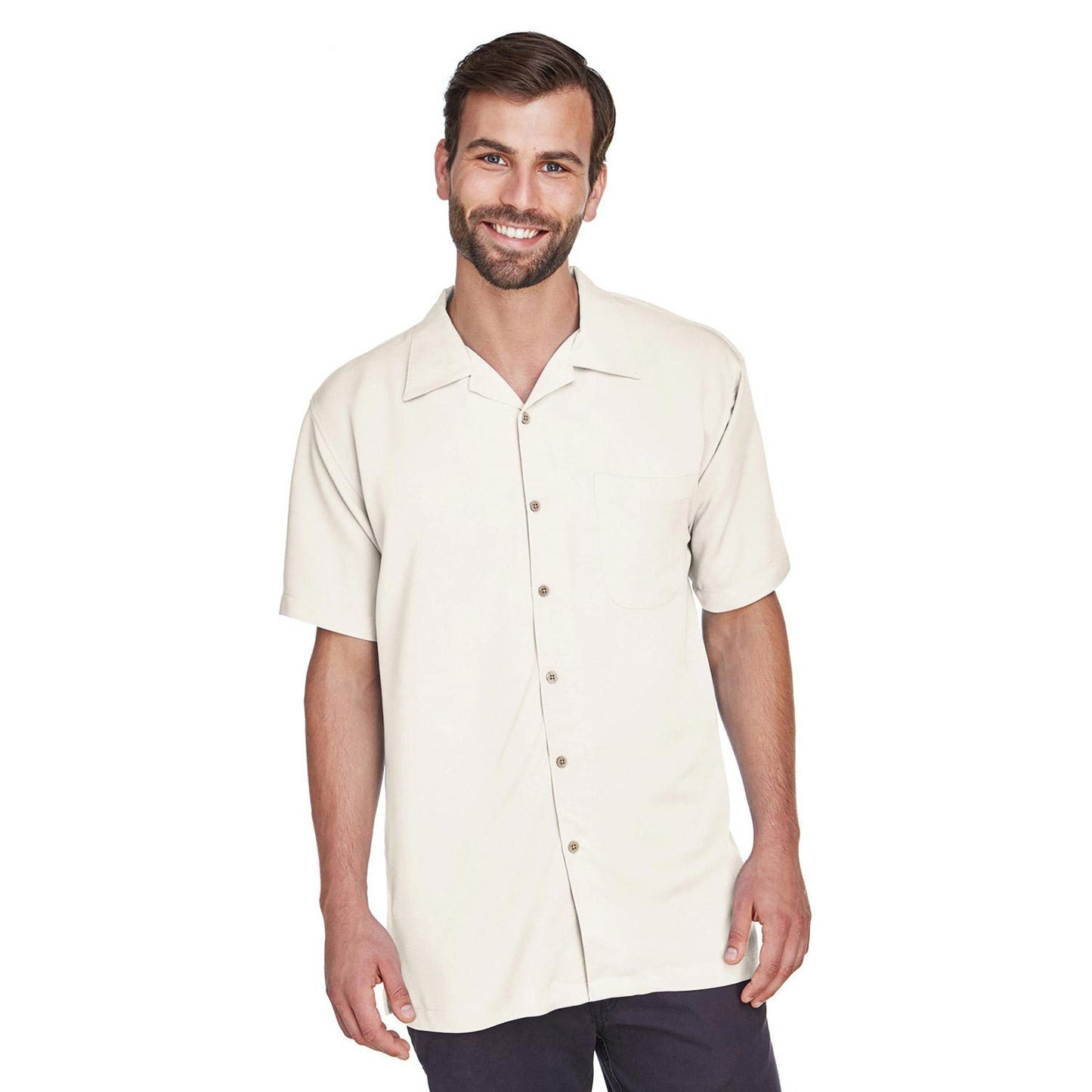 Black Button Up Shirts - Harriton - Cord Fabric