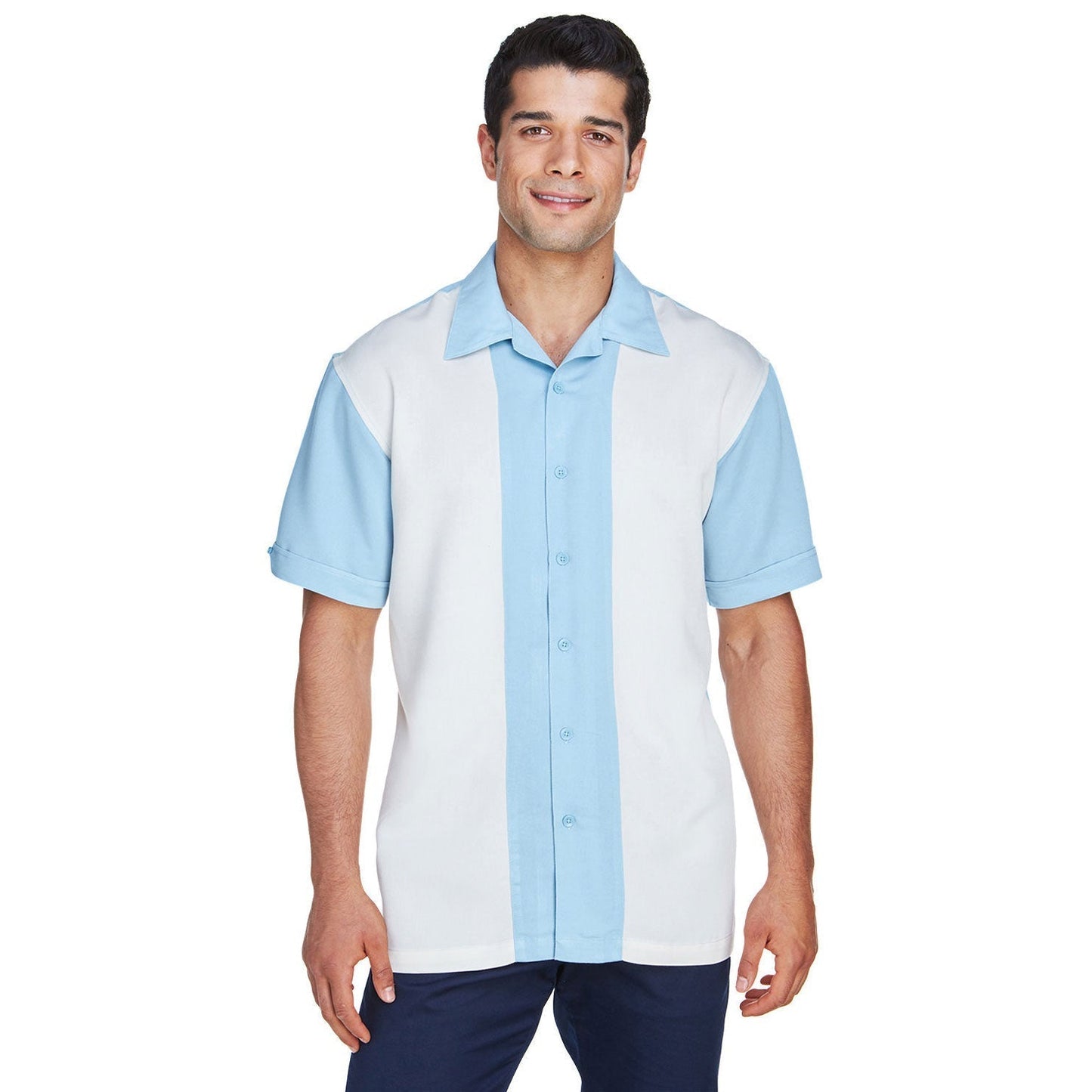 Black/Creme Button Up Shirt - Harriton - Two-Tone Style