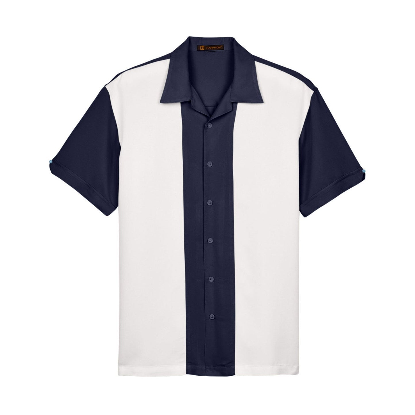 Black/Creme Button Up Shirt - Harriton - Two-Tone Style