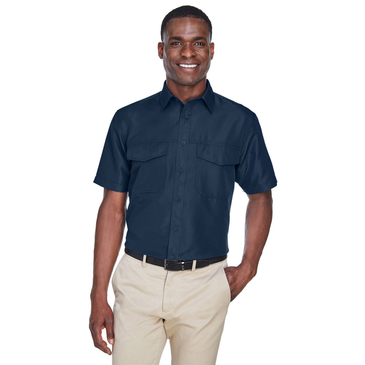 Black Button Up Shirts - Harriton - Short Sleeve Performance