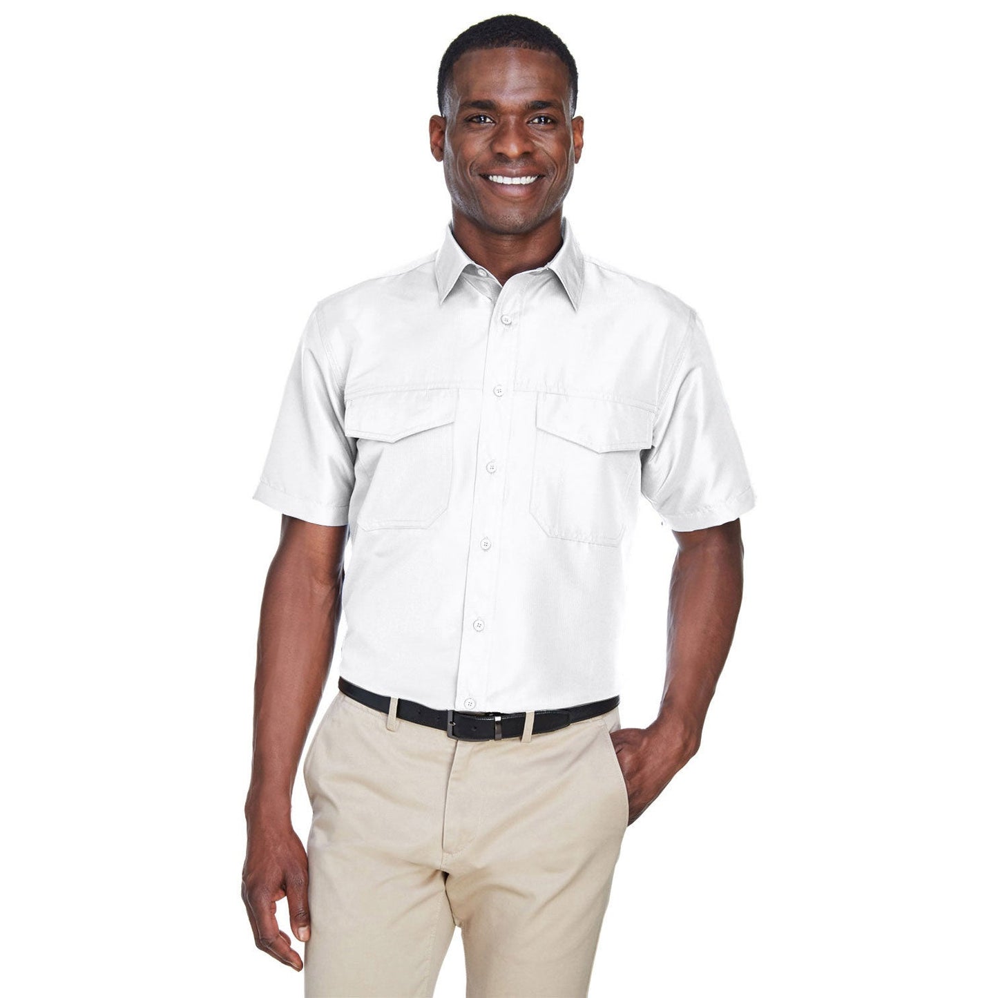 Black Button Up Shirts - Harriton - Short Sleeve Performance