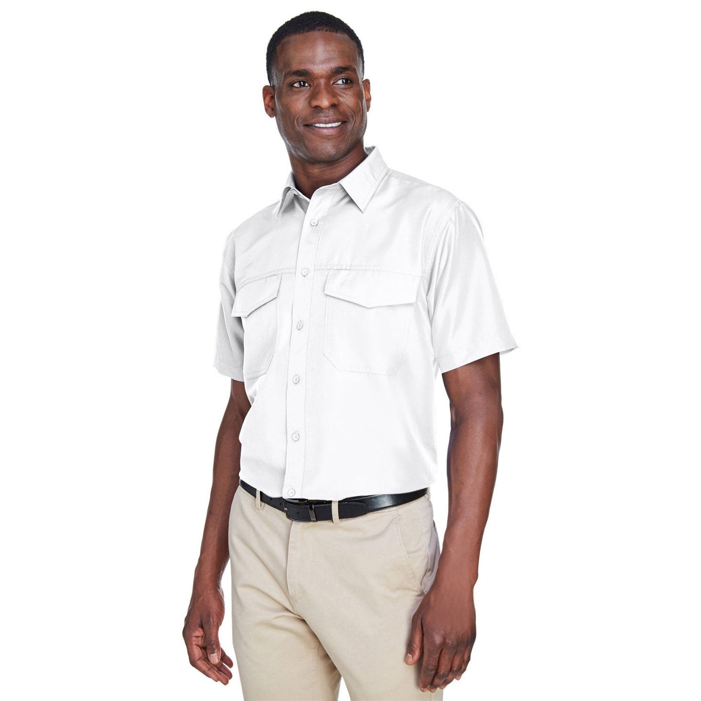 Black Button Up Shirts - Harriton - Short Sleeve Performance