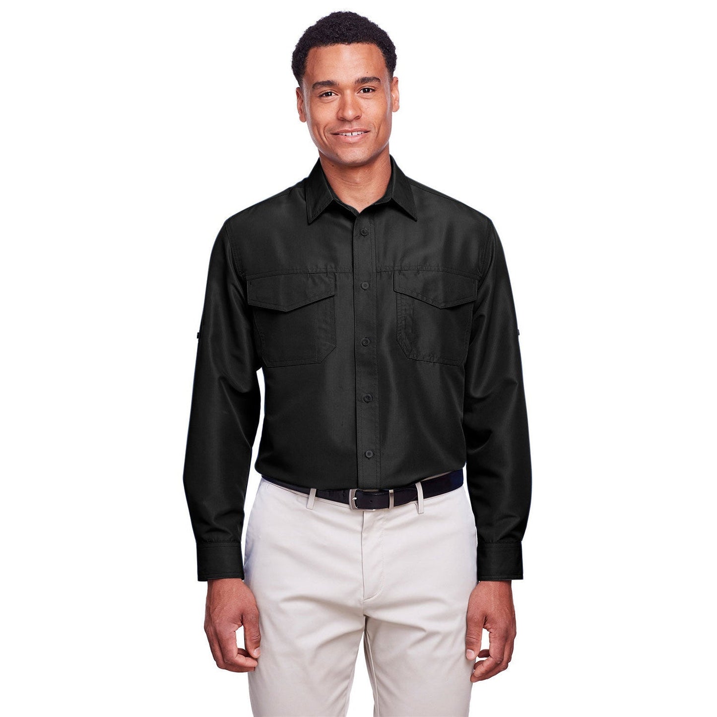 Black Button Up Shirt - Harriton - Performance Fabric