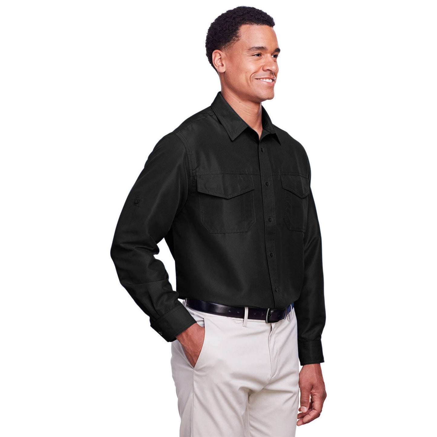 Black Button Up Shirt - Harriton - Performance Fabric