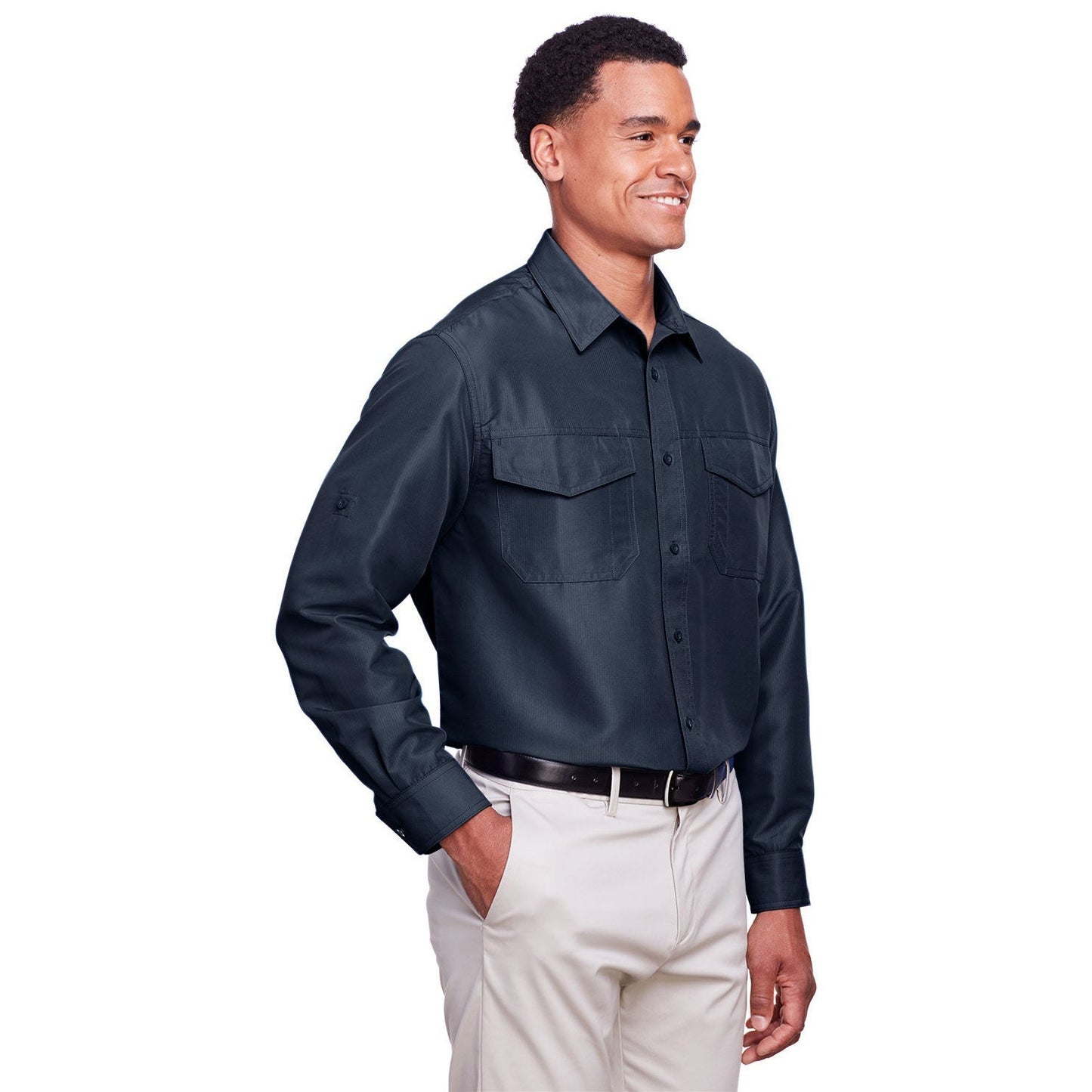 Black Button Up Shirt - Harriton - Performance Fabric
