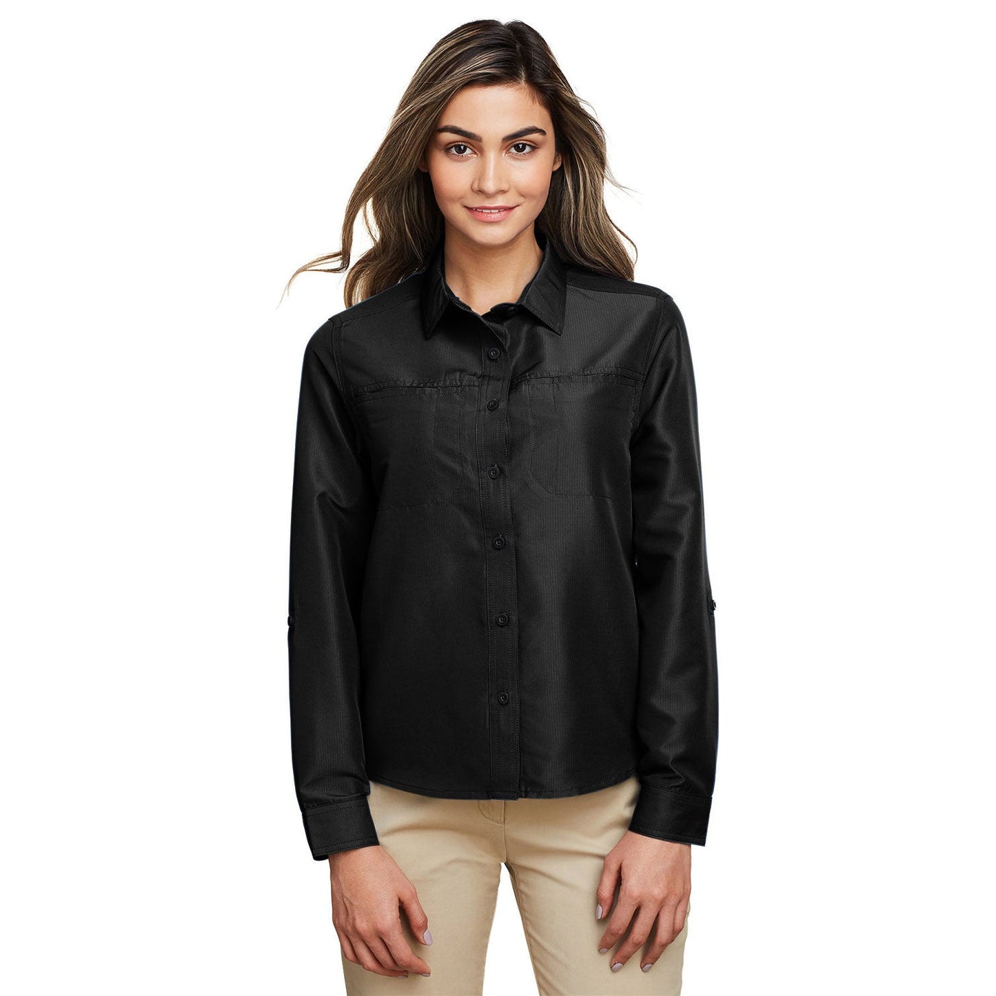 Black Button Up Shirt - Harriton - Performance Fabric
